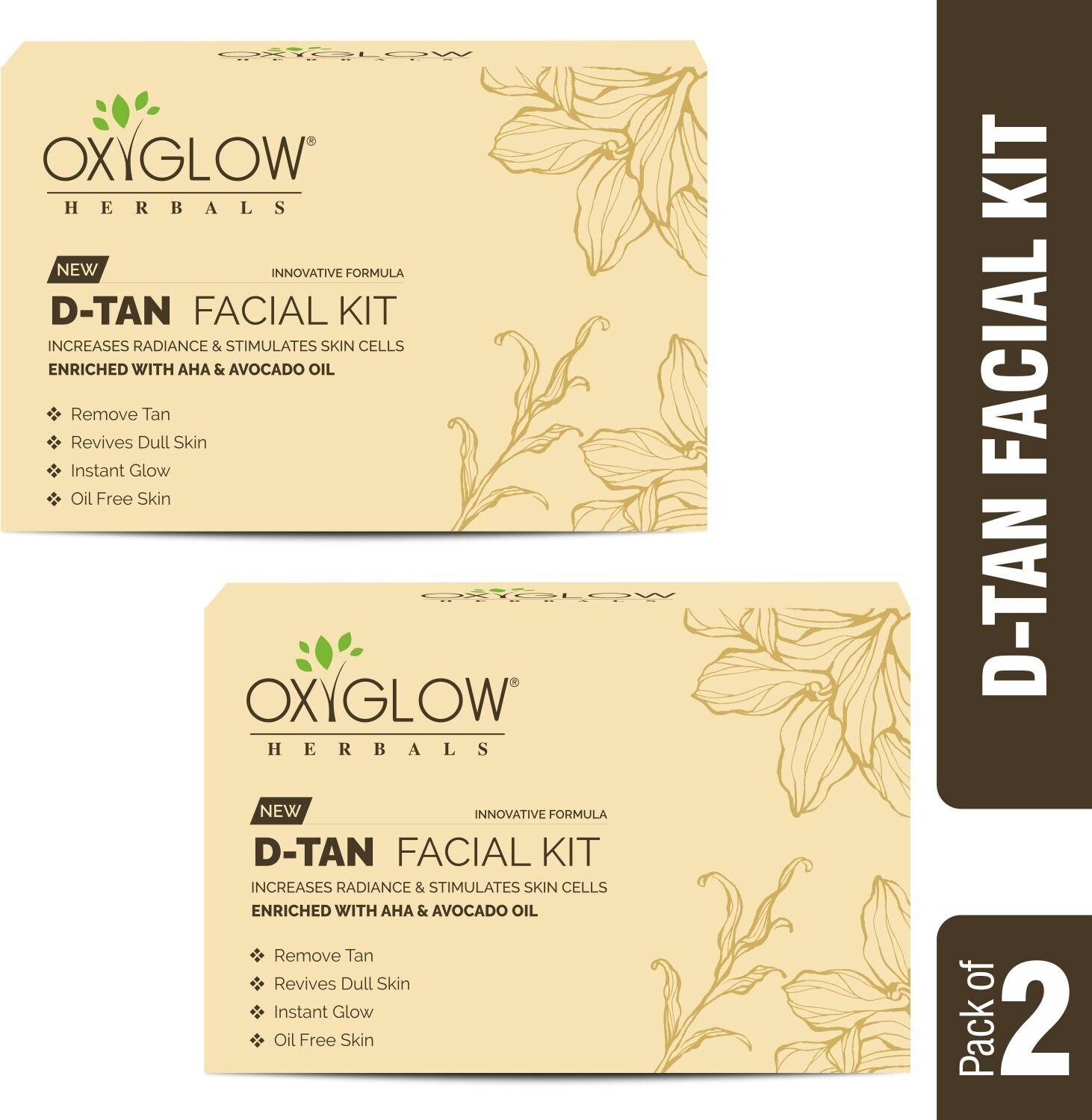 OXYGLOW D-Tan Facial Kit 50 Gm (Pack of 2) 100 g (2 x 50 g)
