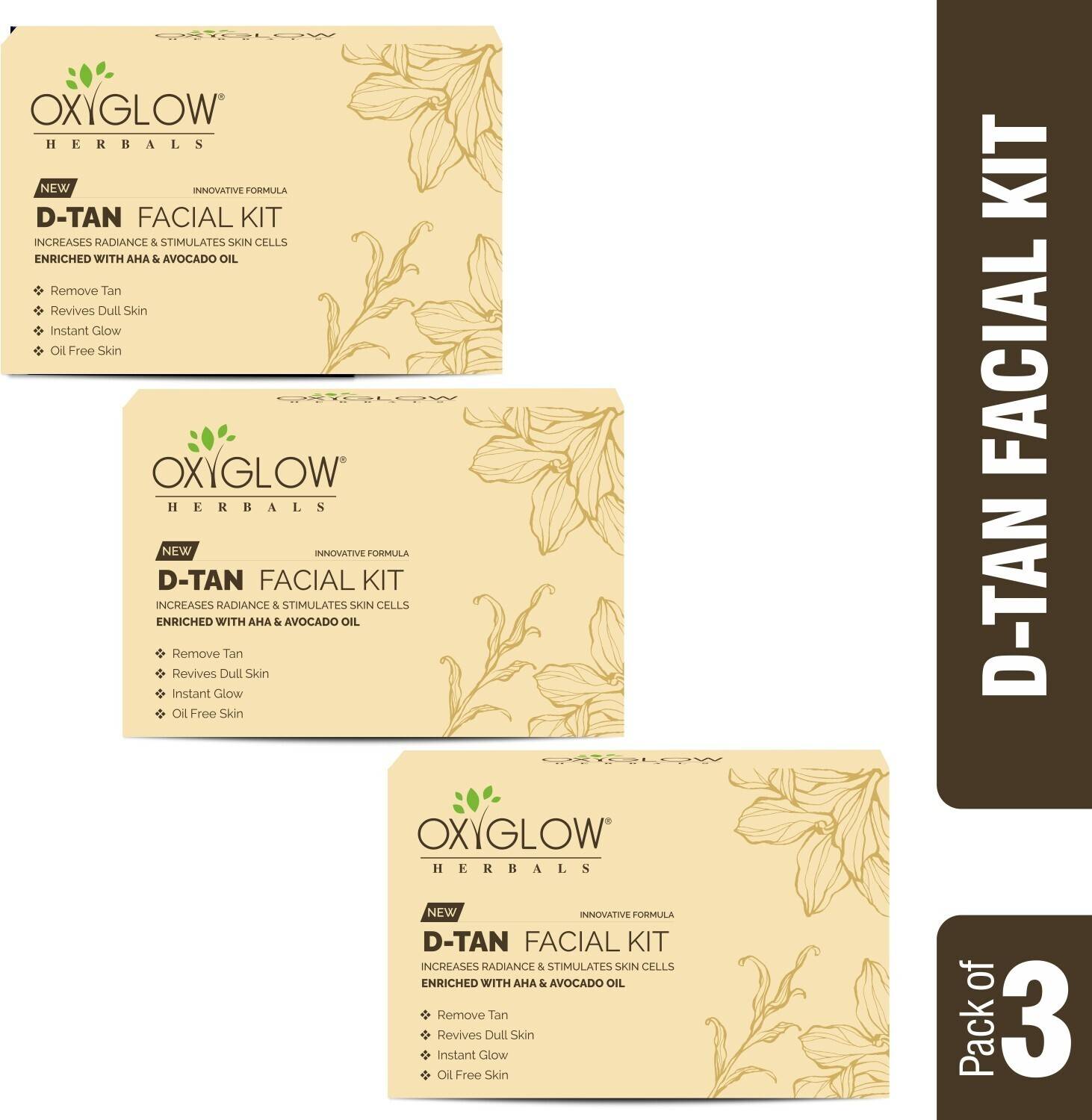 OXYGLOW Herbals D-Tan Facial Kit 50 Gm (Pack of 3) 150 g (3 x 50