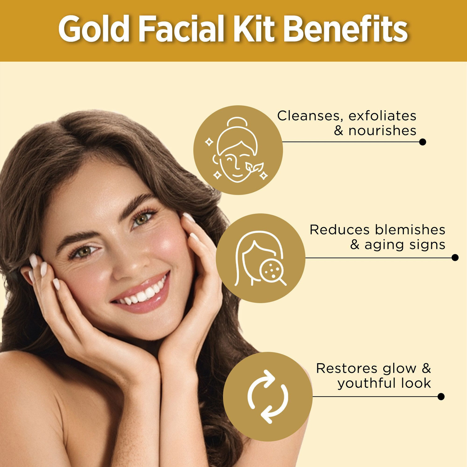 Image of Multani Natural Gold Facial Kit (Free Face Wash) | Instant Glow, Sparkling Shine -
