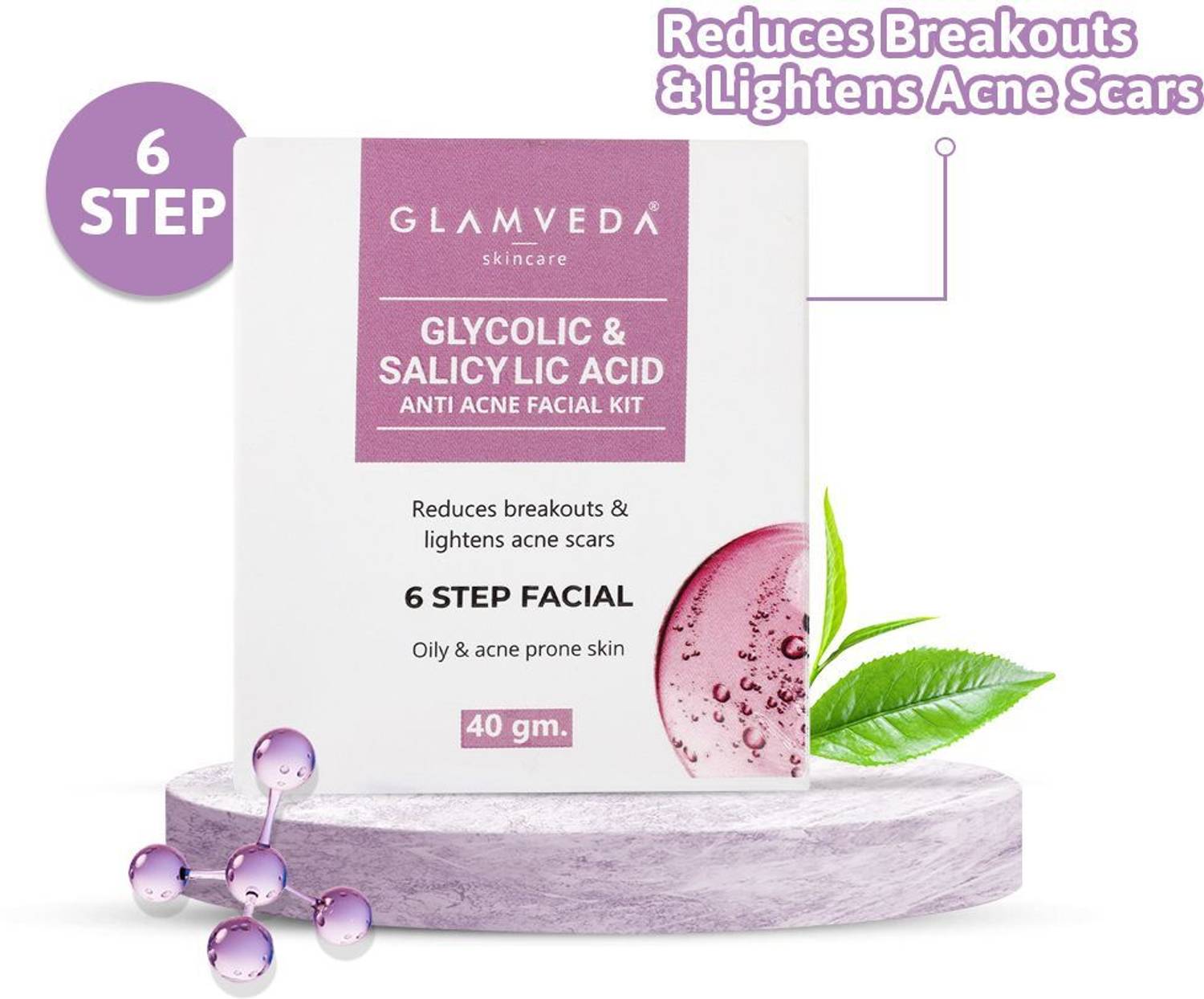 GLAMVEDA Glycolic & Salicylic Acid Anti Acne Facial Kit 40 g (40