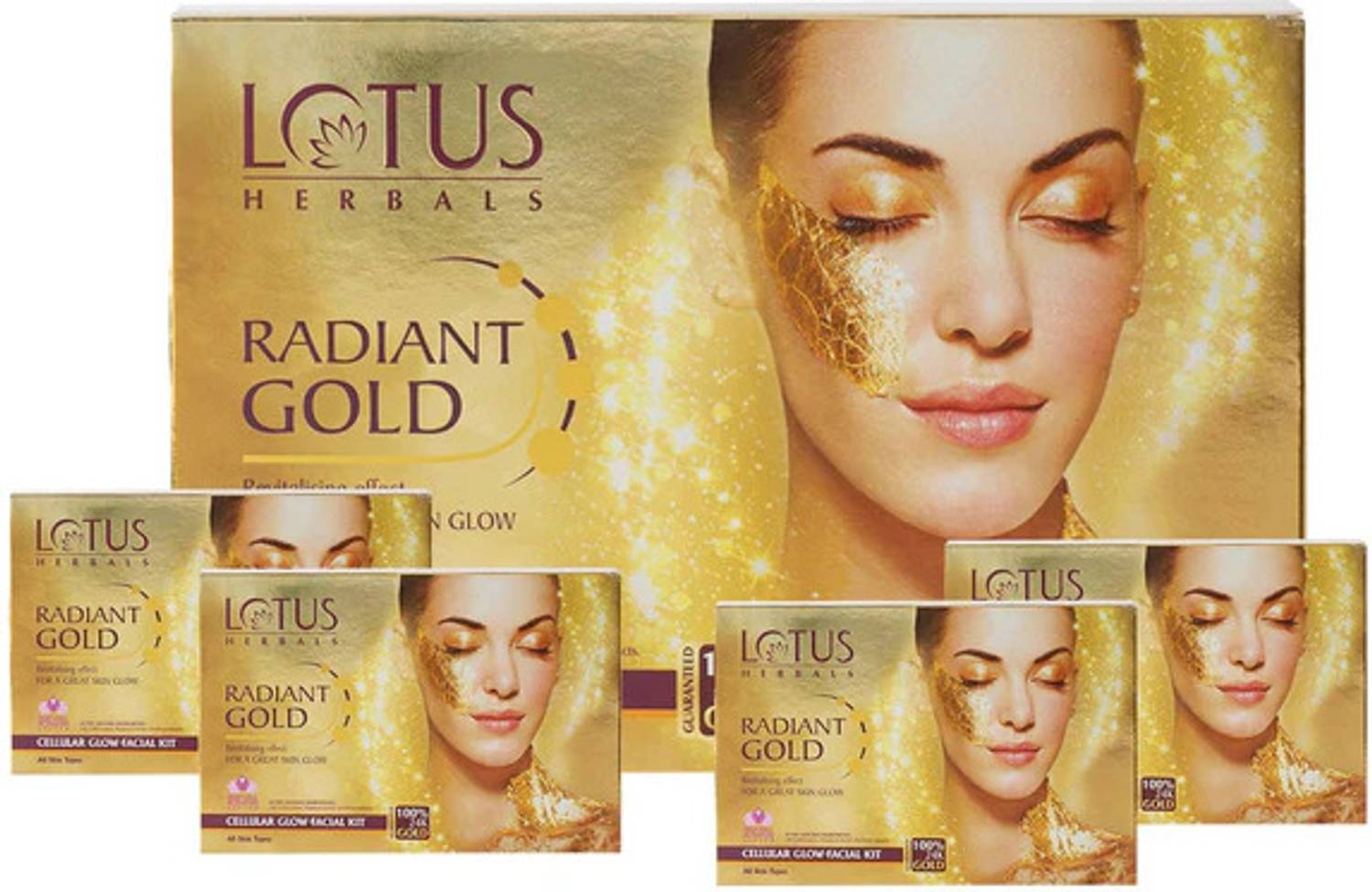 LOTUS HERBALS Radiant Gold Cellular Glow Salon Grade 4 Facial Kit