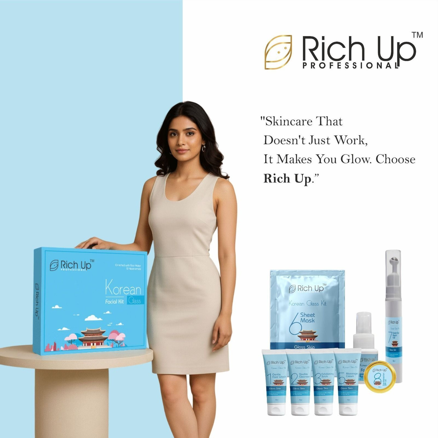 Image of Richup Professional Korean Facial Kit |Complete 8 Step Skincare | Glow & Brighteningit,All Skin Type