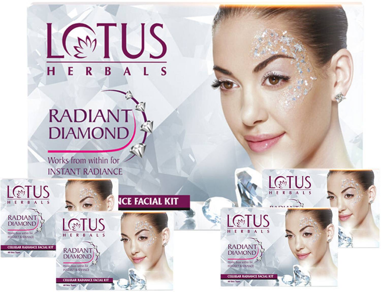 LOTUS HERBALS RADIANT DIAMOND CELLUAR RADIANCE FACIAL KIT 148 g (