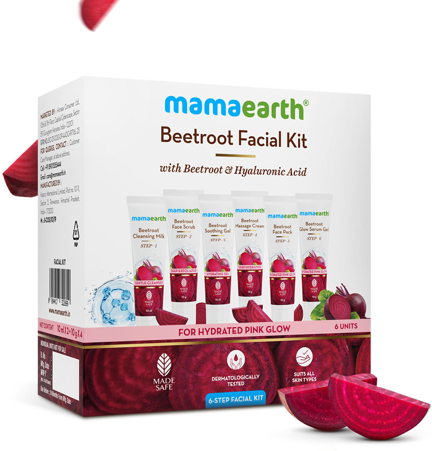 Image of Mamaearth Beetroot Hydraful Facial Kit with Beetroot & Hyaluronic Acid |Hydrated Pink Glow