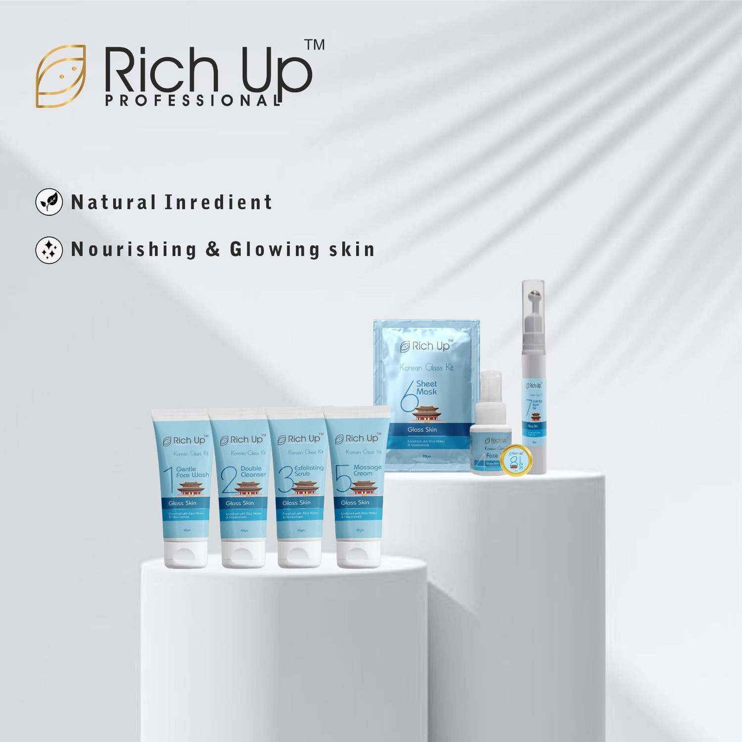 Image of Richup Professional Korean Facial Kit |Complete 8 Step Skincare | Glow & Brighteningit,All Skin Type