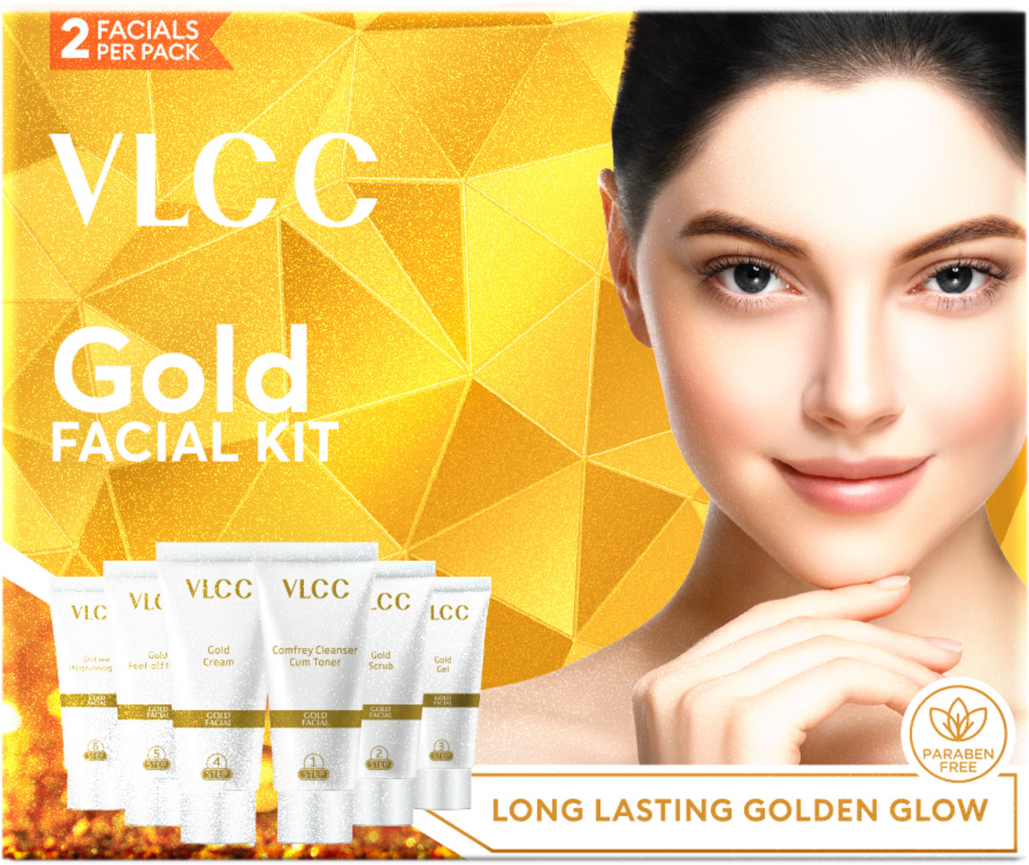 Image of VLCC Gold Facial Kit. Bright & glowing skin - Parlour Glow