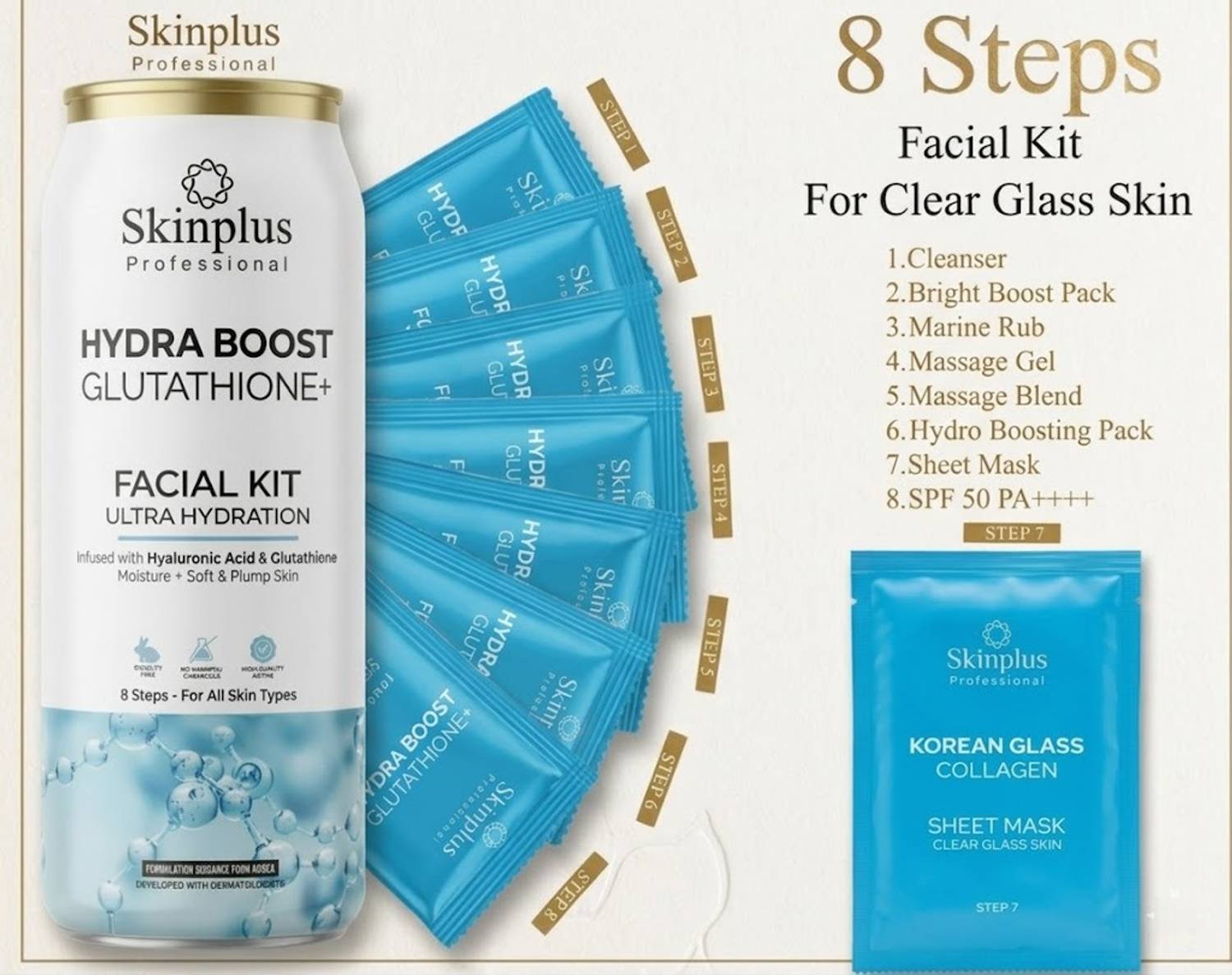 hydra glutathione facial SKINPLUS Boost Glutathione+ Kit 8 Steps Ultra Hydration mg:10mg/10mg X 3pk Herbal max L Glutathione ALL – Skin and Beauty offering a powerful solution Choose Options::40 ml Can You Absorb Oral