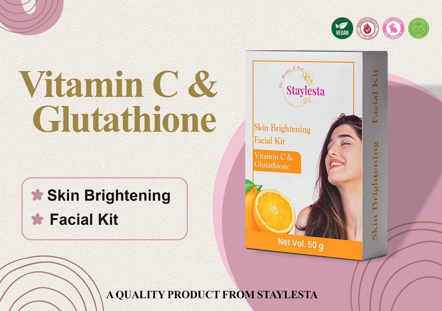 Staylesta The Beauty Of Paris Vitamin C & Glutathione Facial Kit For Skin  Brightening