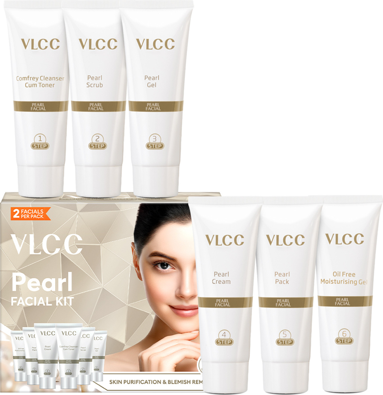 Image of VLCC Pearl Single Facial Kit - Removes Dead Skin Cells & Blackheads