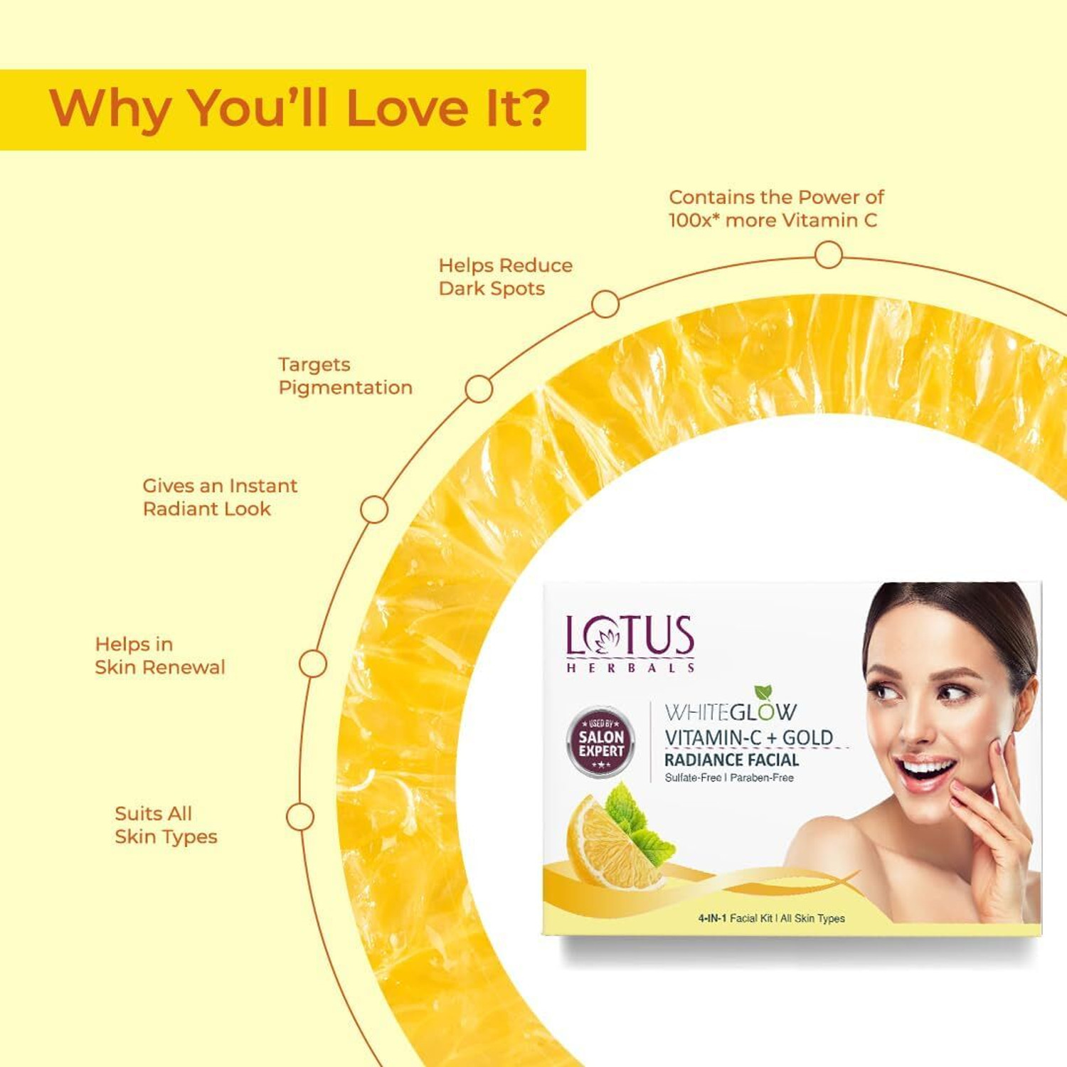 Image of LOTUS HERBALS Whiteglow Vitamin-C + Gold Radiance Facial Kit