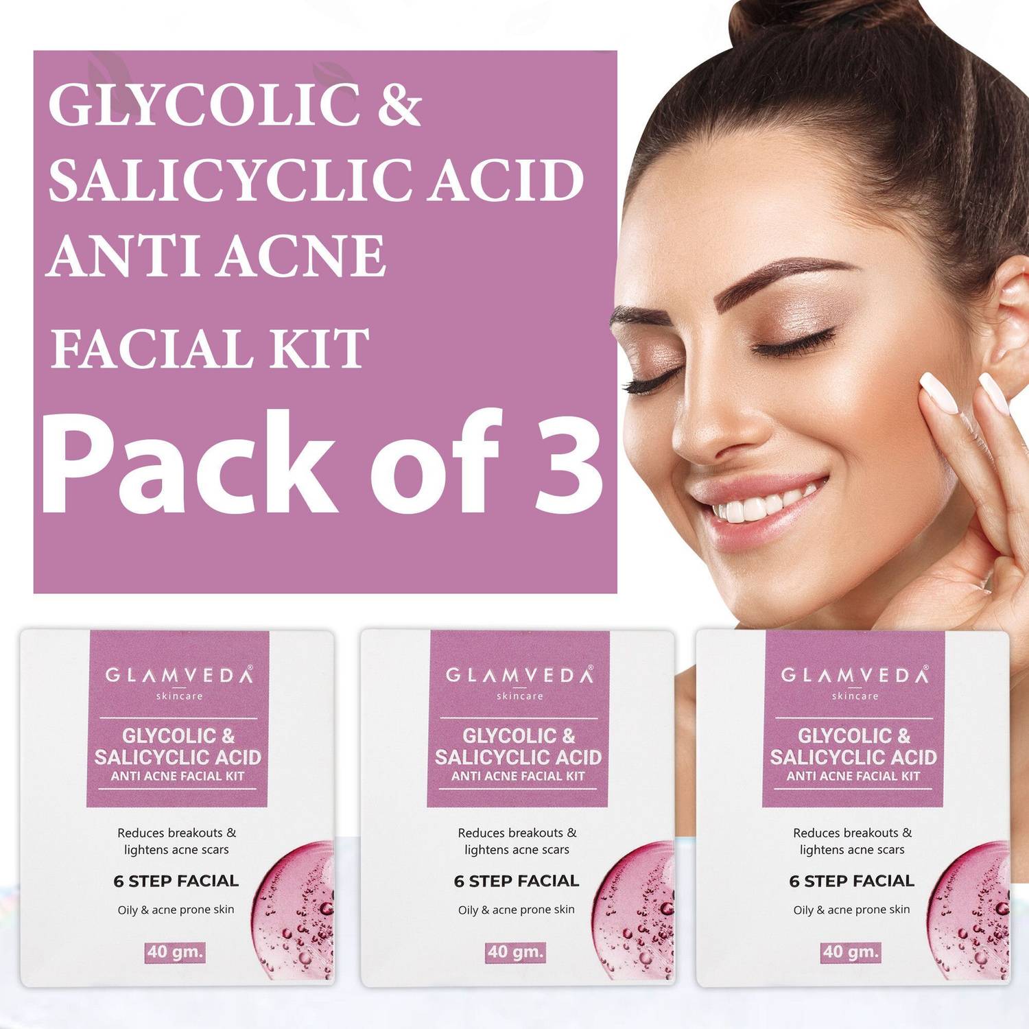 GLAMVEDA Glycolic & Salicylic Acid Anti Acne Facial Kit ( Pack Of