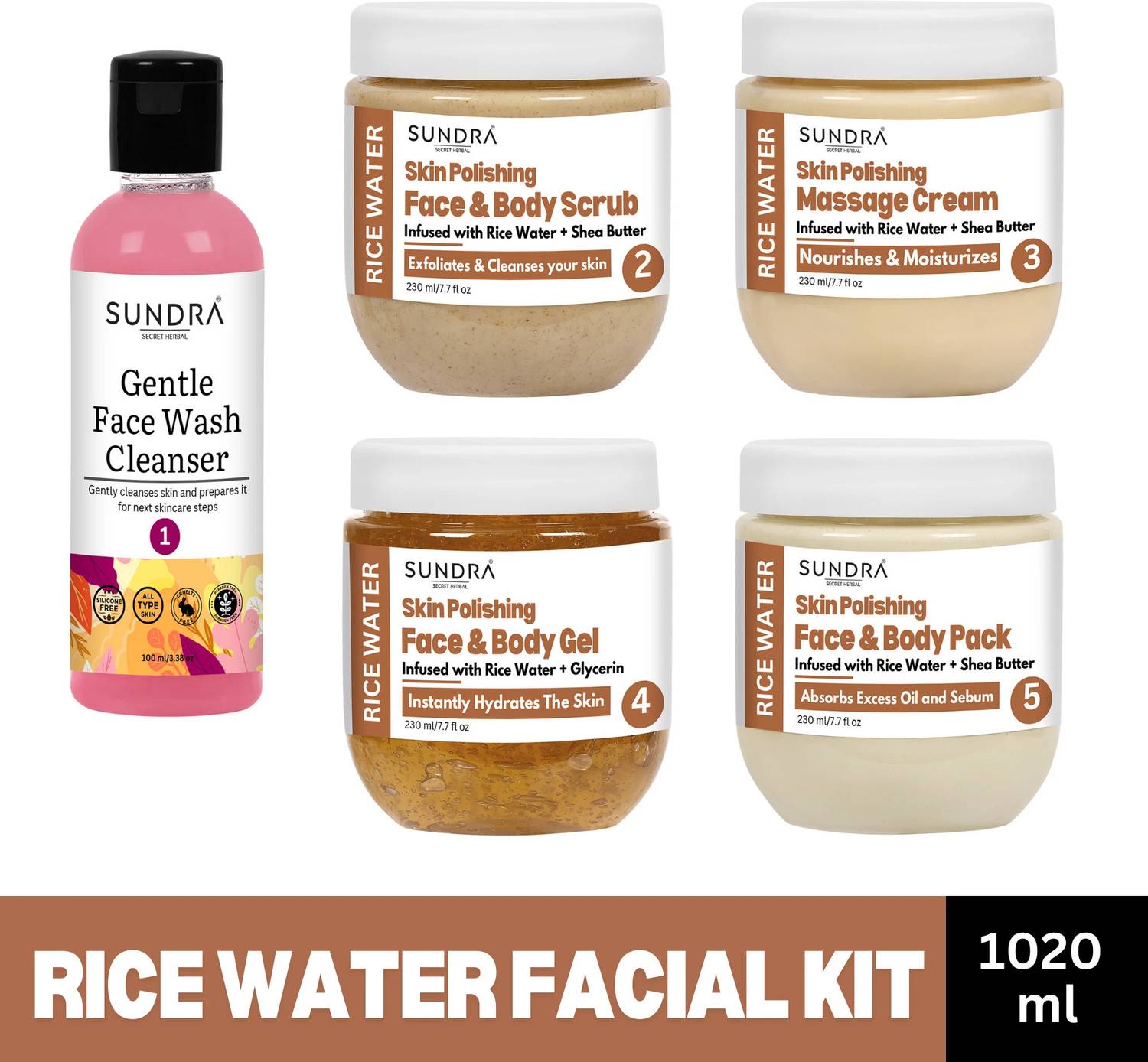 Sundra Secret Herbal Rice Water Skin Polishing Facial Kit Salon
