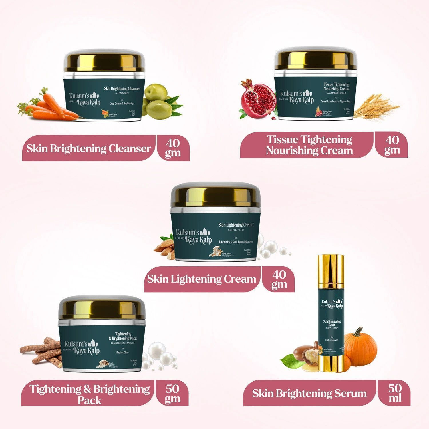 Image of Kulsum's Kaya Kalp Skin Tightening & Brightening Facial Kit For Women & Men , All Skin Types , 40 g