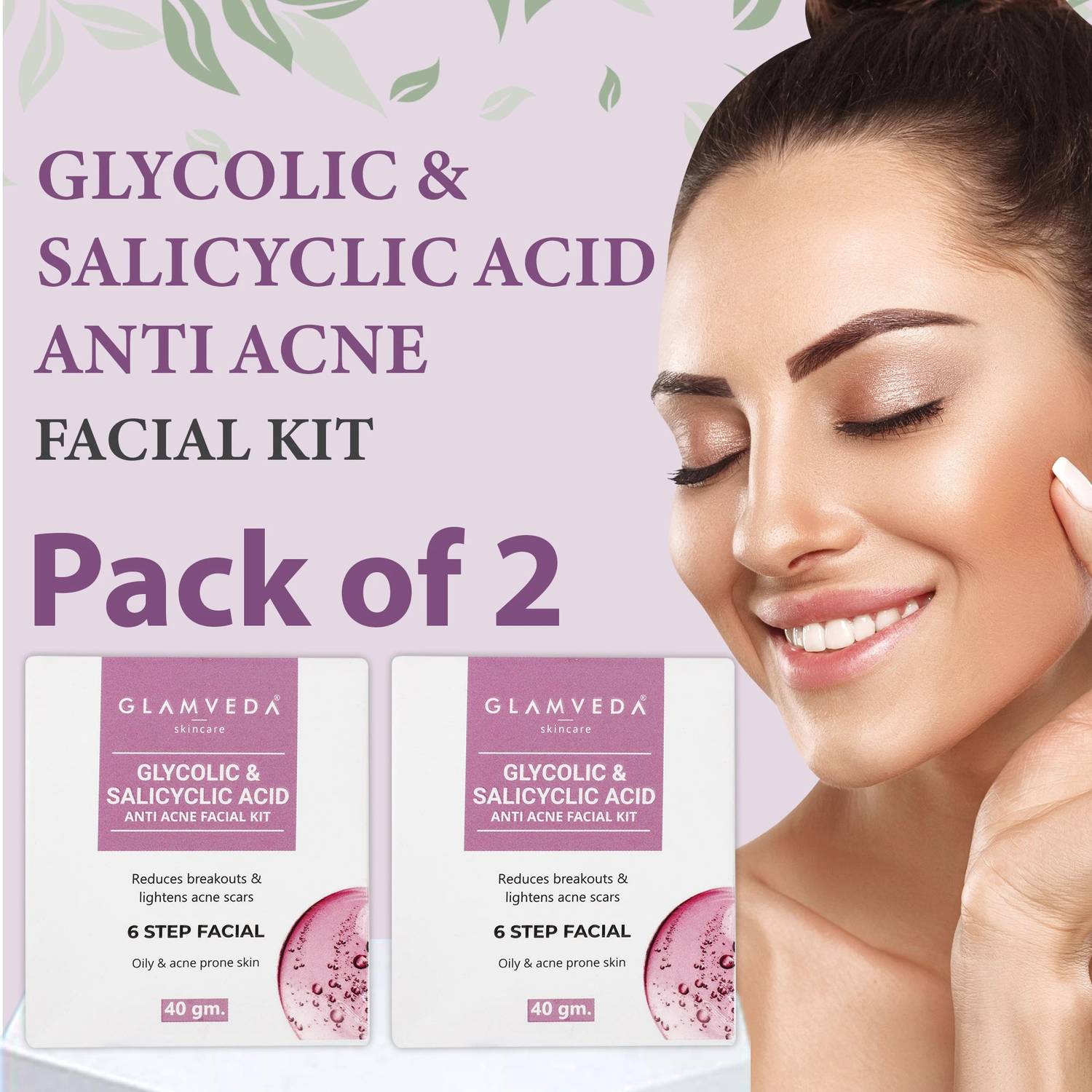 GLAMVEDA Glycolic & Salicylic Acid Anti Acne Facial Kit 80 g (2 x