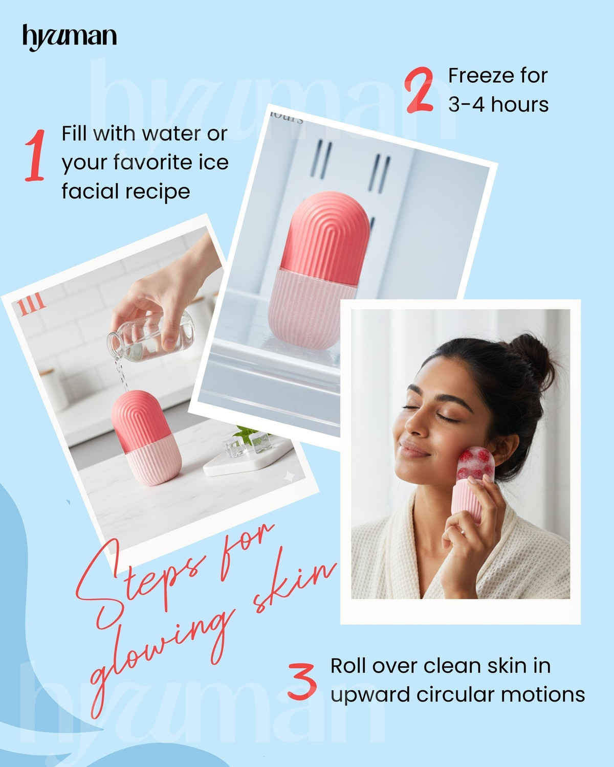Image of Hyuman Combo Face Razor & Ice Roller, 2 Razor + 1 Ice Roller For Glowing and Clear Skin