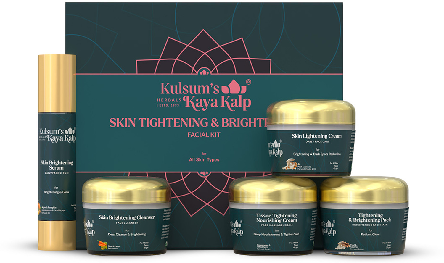 Image of Kulsum's Kaya Kalp Skin Tightening & Brightening Facial Kit For Women & Men , All Skin Types , 40 g