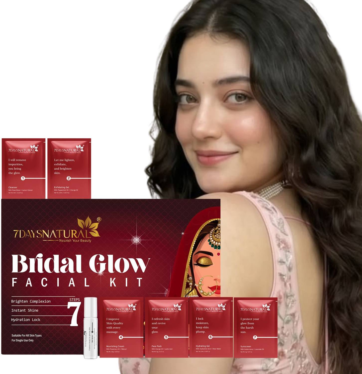 7DAYSNATURAL Bridal Glow Facial Kit - Single Use