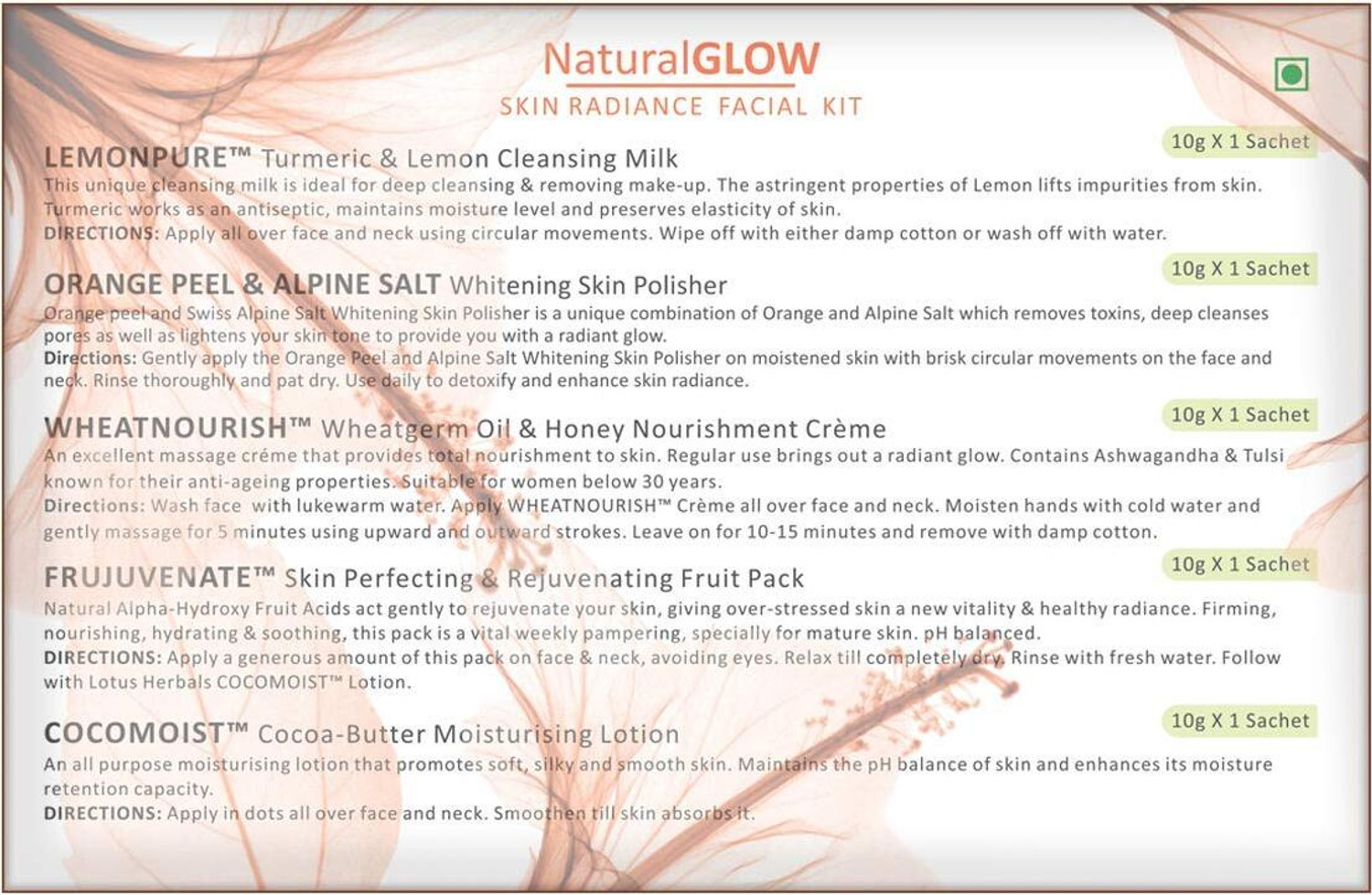 Image of LOTUS HERBALS Natural Glow Kit Skin Radiance Facial Kit
