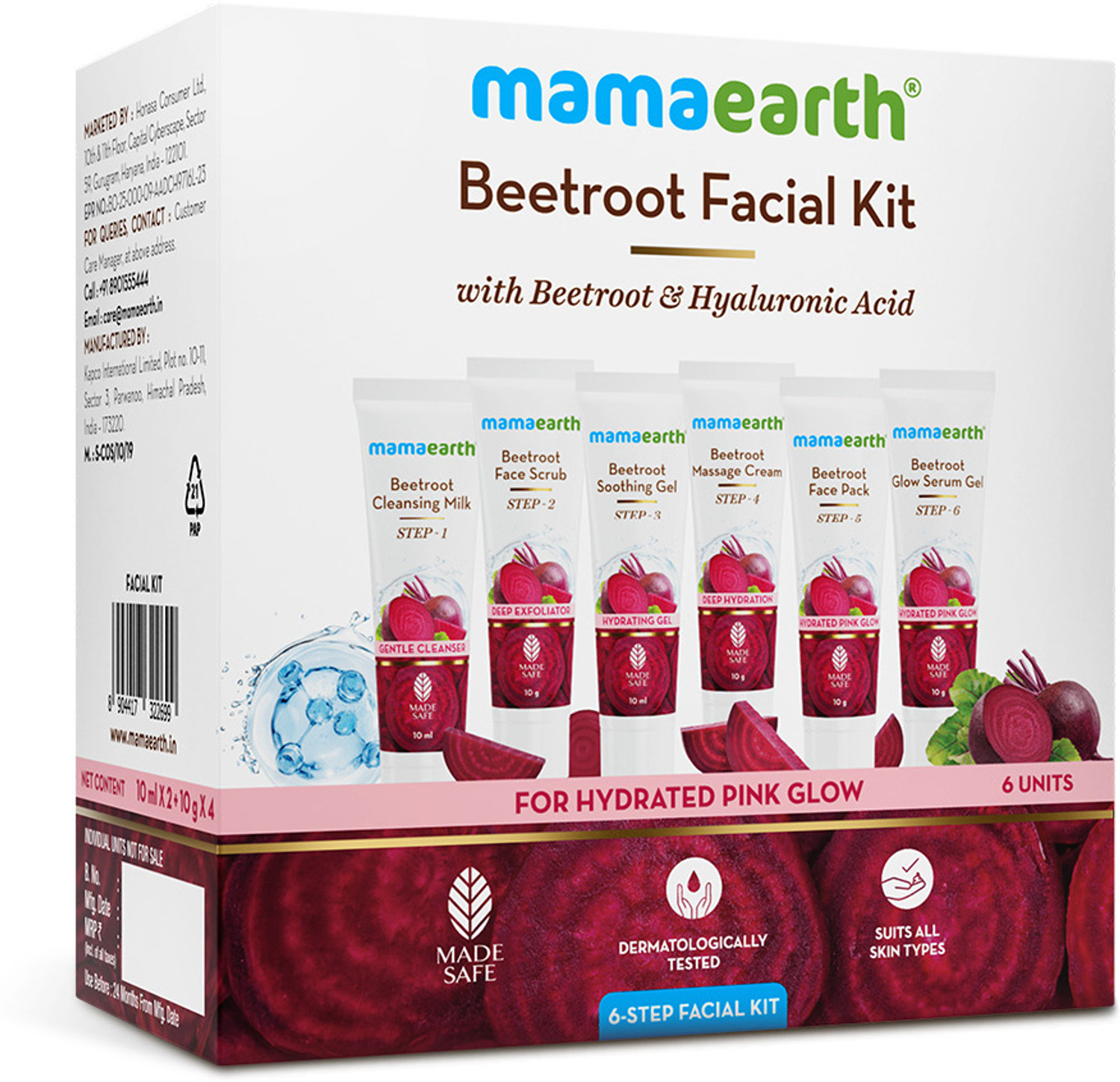 Image of Mamaearth Beetroot Hydraful Facial Kit with Beetroot & Hyaluronic Acid |Hydrated Pink Glow