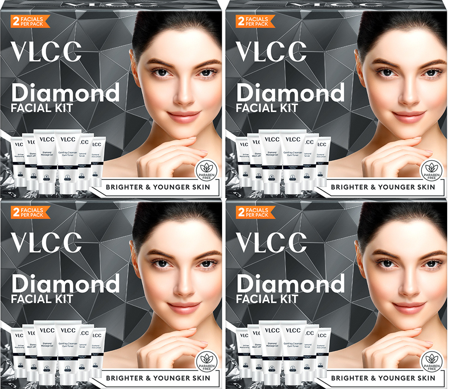 Image of VLCC Diamond Facial Kit - Skin purifying with Parlour Glow (Pack of 4)