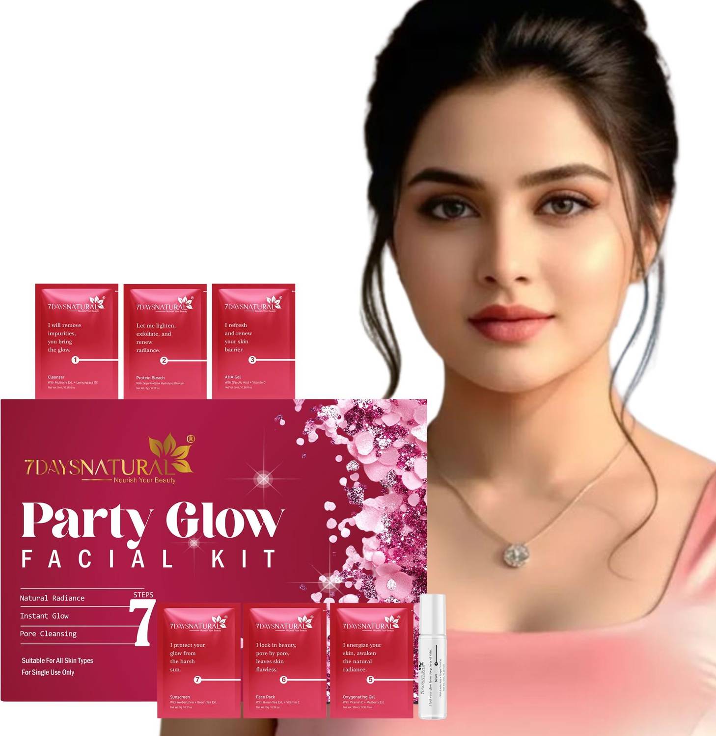 7DAYSNATURAL Party Glow Facial Kit Insta Glow Fairnes Facial Kit