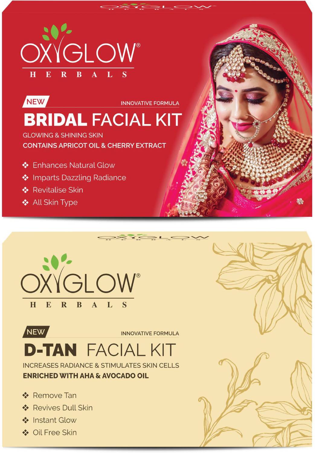 oxy glow herbals D-Tan Facial Kit 50 Gm & Wine Facial Kit 53 Gm 1