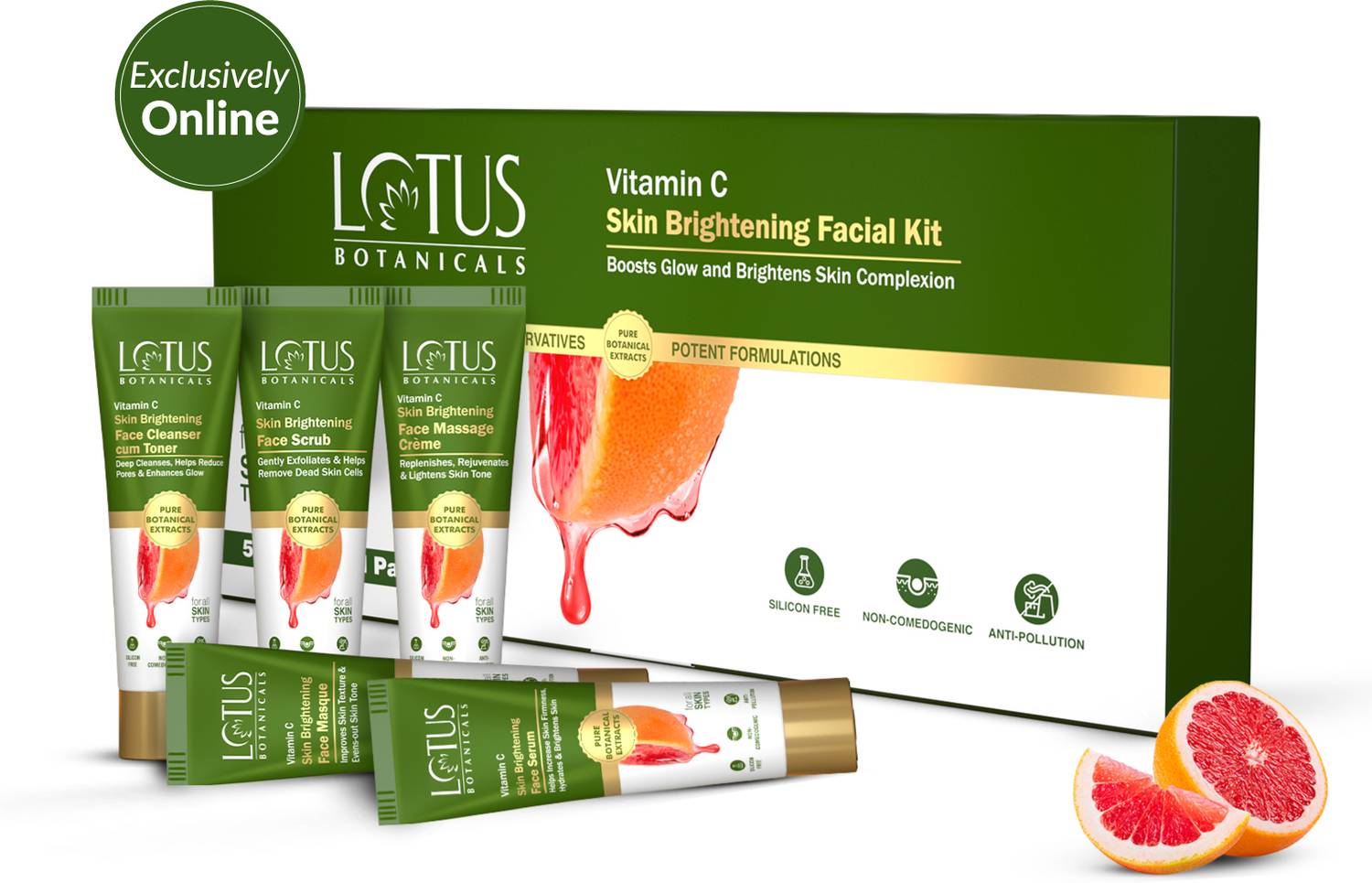 Lotus Botanicals Vitamin C Skin Brightening 5 Step Facial Kit Boo