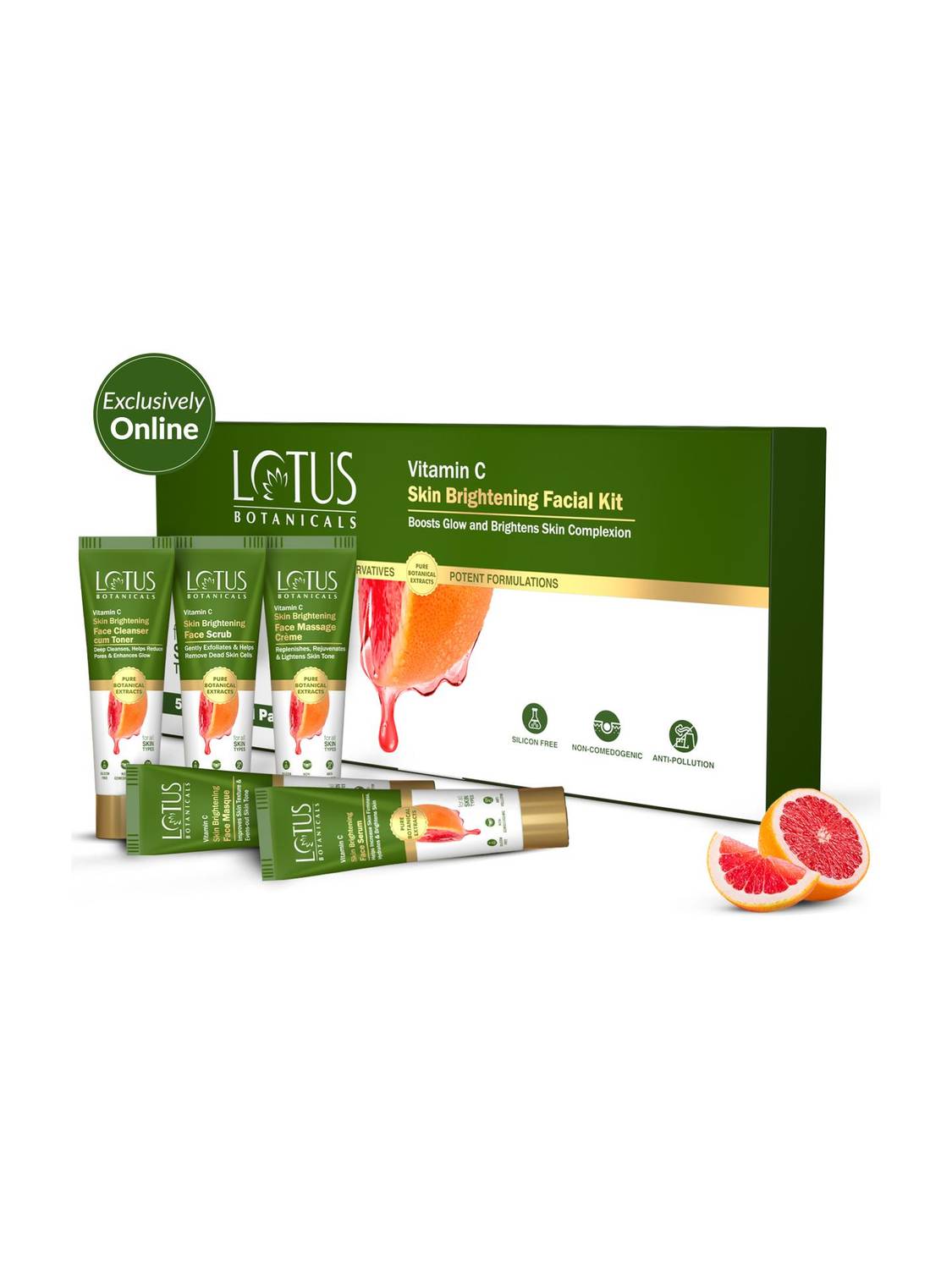 Lotus Botanicals Vitamin C Skin Brightening 5-Step Facial Kit at ₹153 (69% Off) – Flipkart