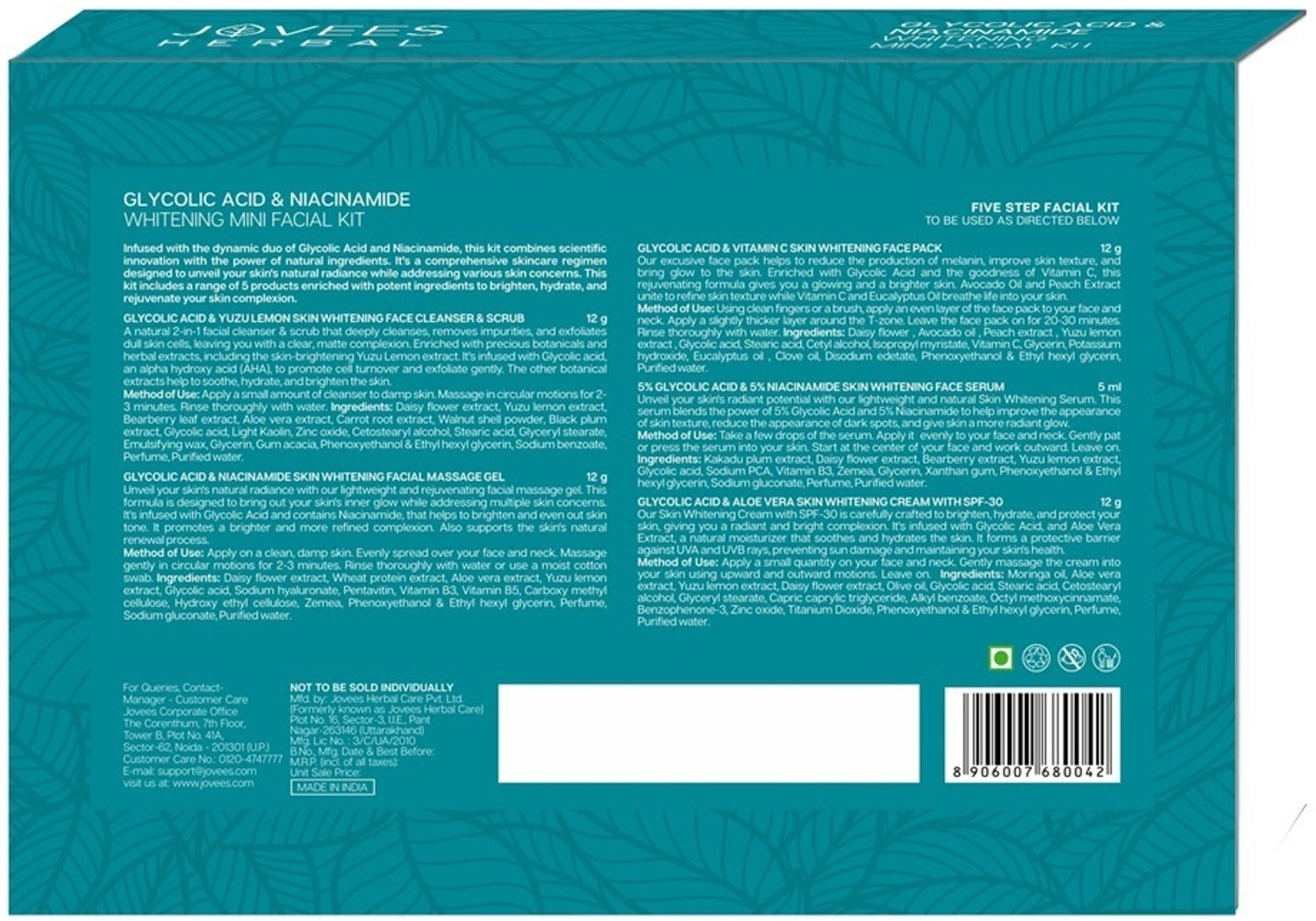 Image of Jovees Herbal Glycolic Acid & Niacinamide Whitening Mini Facial Kit For Brighter Skin