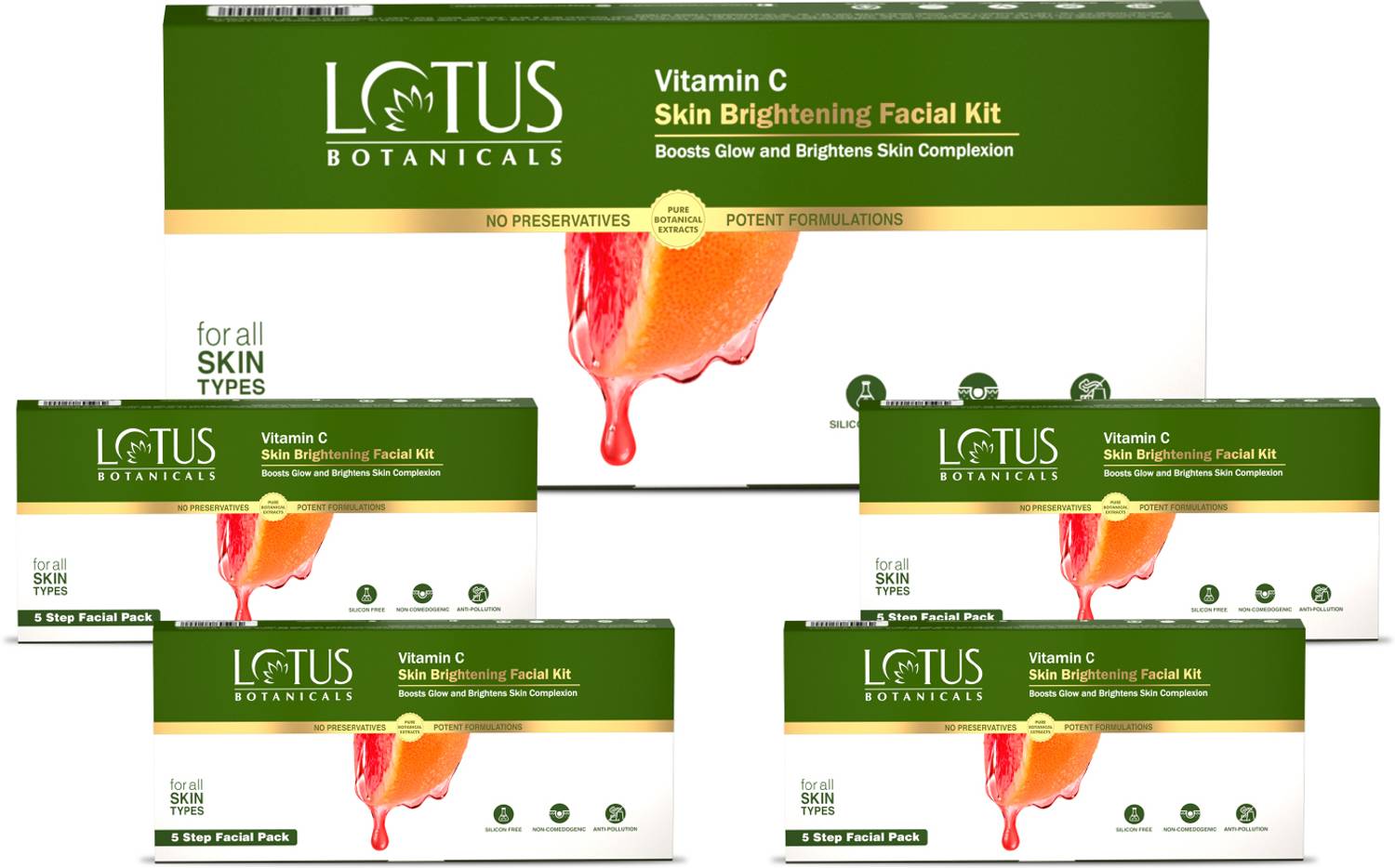 Lotus Botanicals Vitamin C Skin Brightening 5 step Facial Kit, Br