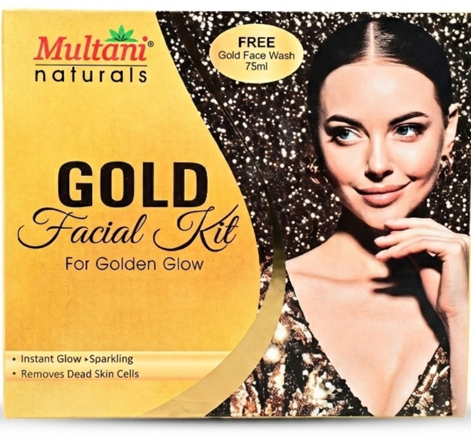 Image of Multani Natural Gold Facial Kit (Free Face Wash) | Instant Glow, Sparkling Shine -