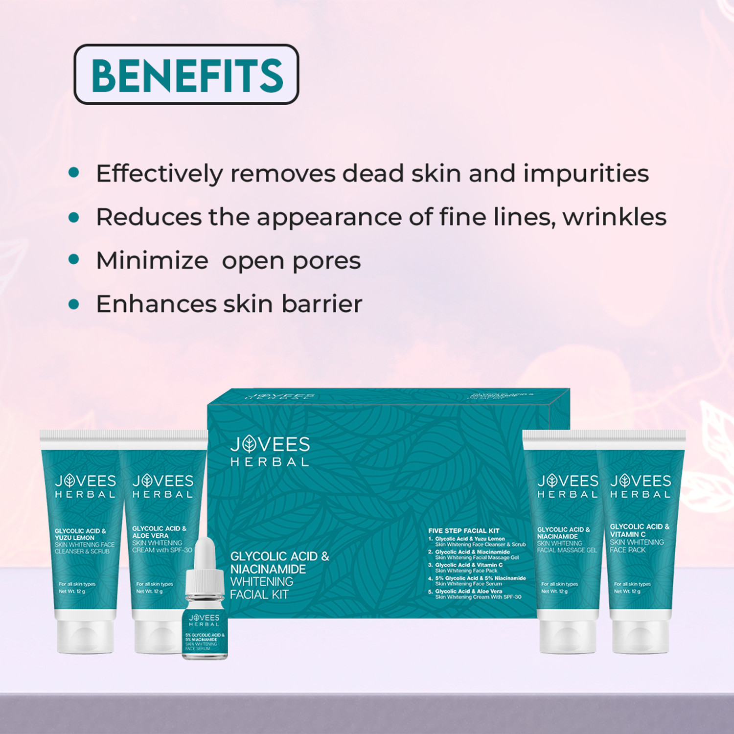 Image of Jovees Herbal Glycolic Acid & Niacinamide Whitening Mini Facial Kit For Brighter Skin