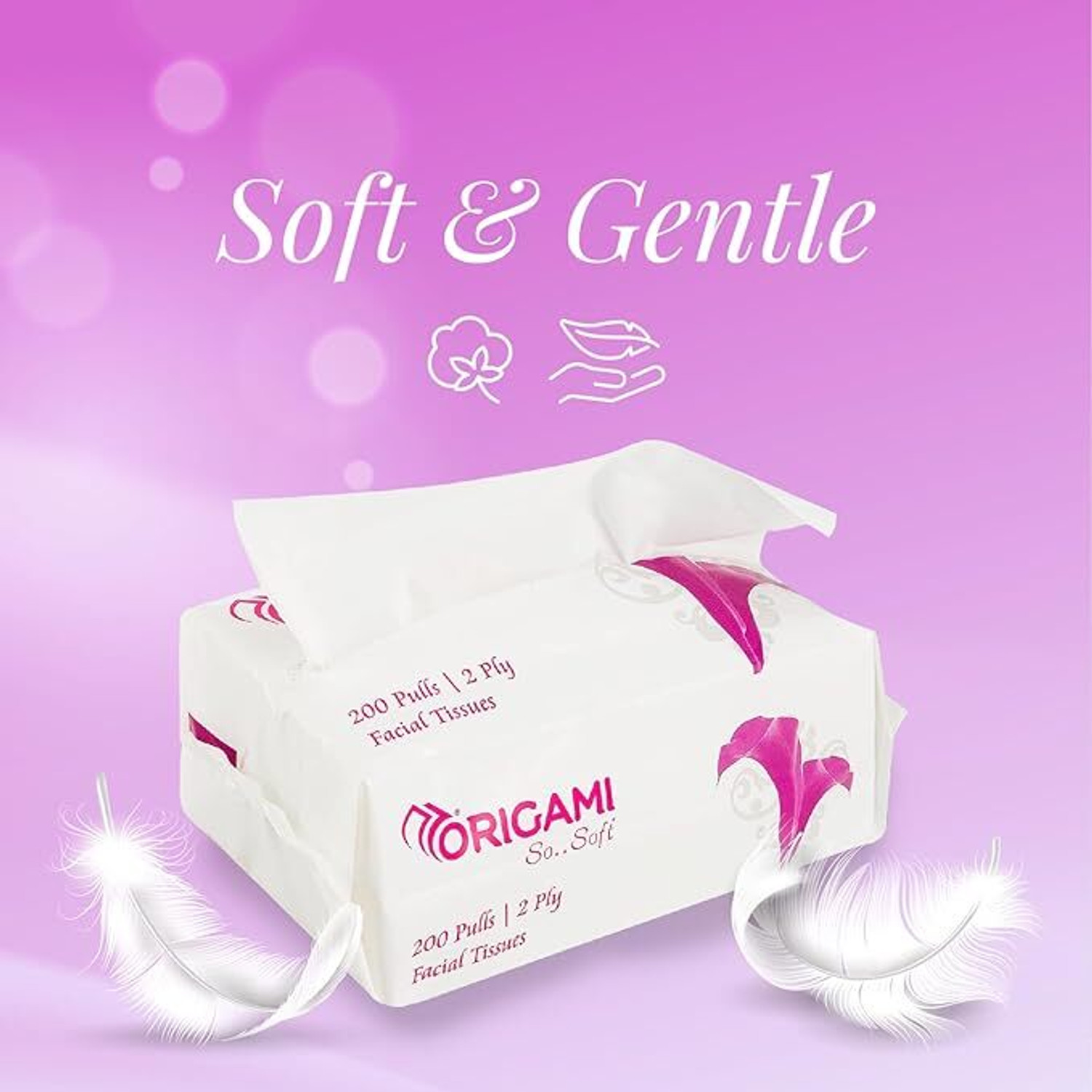 Image of Origami Facial Tissues Pack of 1, 200 Pulls, 2 Ply - Soft Pack