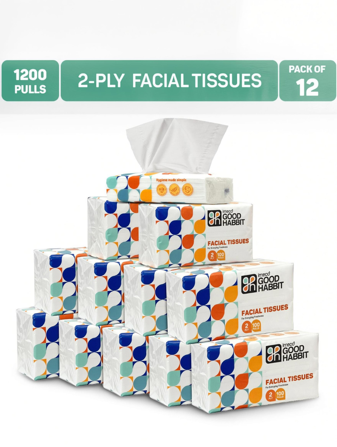 IMECO Good Habbit 2 Ply Facial Tissue | Soft & Absorbent Tissues | 100 Pulls Per Pack