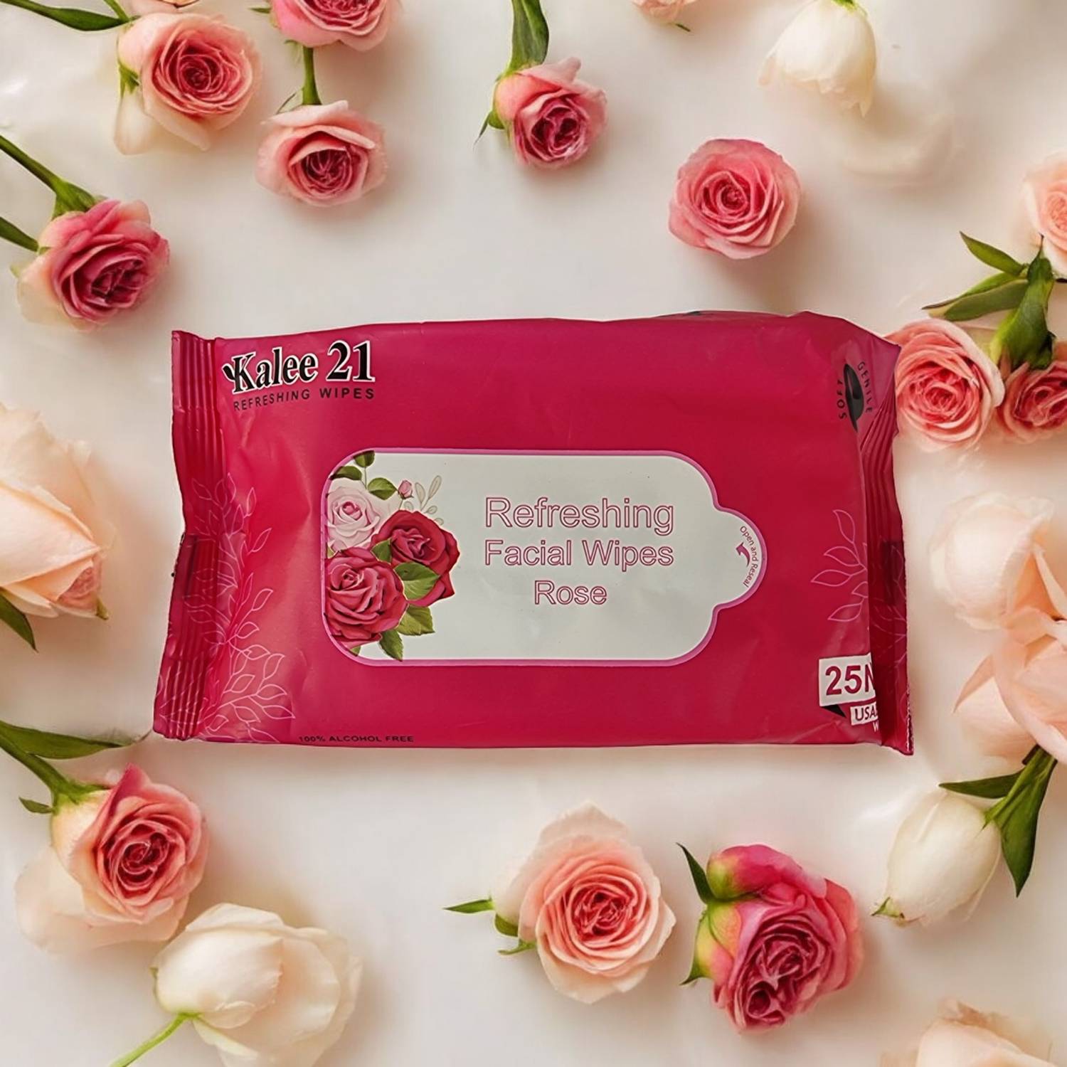 angelie Daily Cleansing Facial Wipes 25N Wet Wipes for Face Makeup Remover Wipes Rose