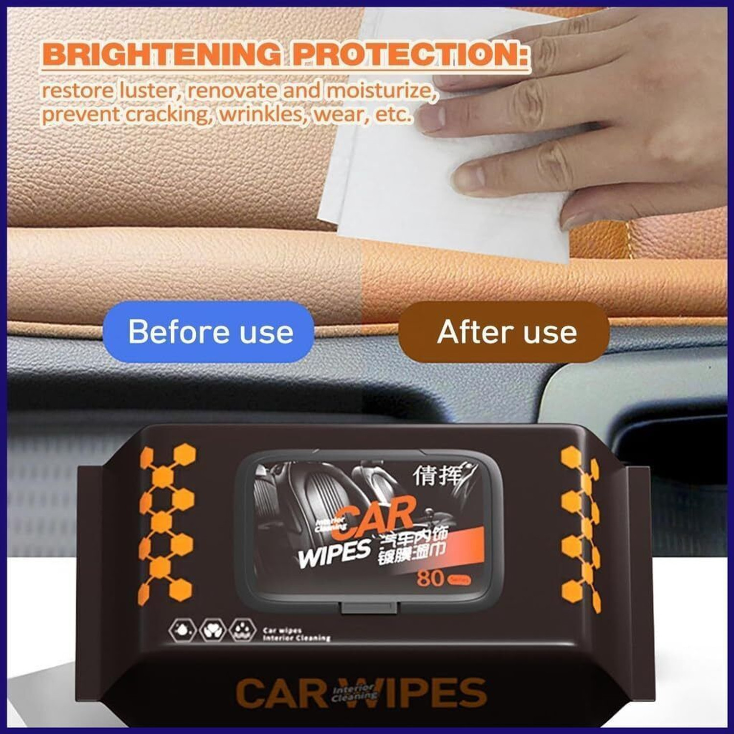 Image of VENTERPRISE Auto Car Glass Anti Fog Wipes (pack of 1 / 80 pcs) Wipes (White)