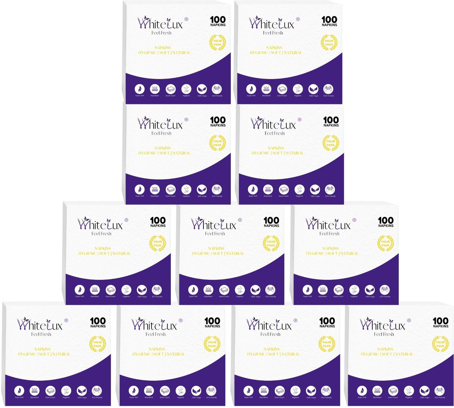 Image of WhiteLux Premium Soft 100% Virgin Quality Tissue Paper Napkin (Pack of 11)