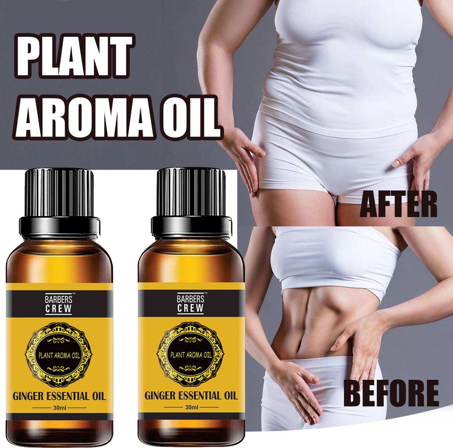 Barbers Crew Tummy Ginger Oil for Belly Fat oil for Belly for Weight Loss-30ml-2-Bottle-