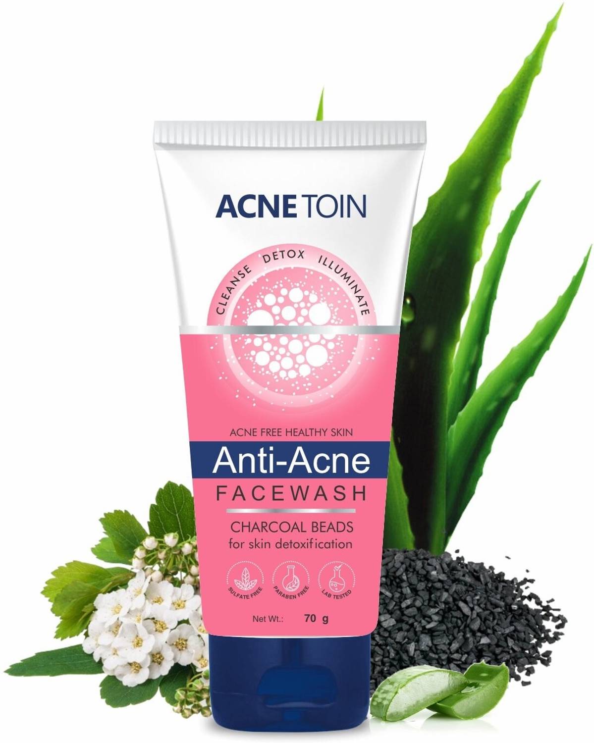 ACNETOIN ACNE FREE HEALTHY SKIN CHARCOAL BEADS FACEWASH (PACK OF 3)