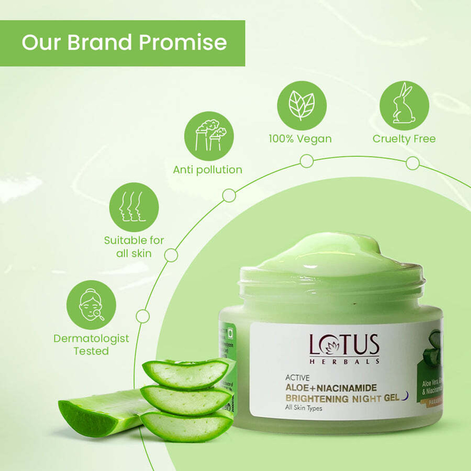Image of LOTUS HERBALS ACTIVE ALOE+NIACINAMIDE CALM NIGHT GEL