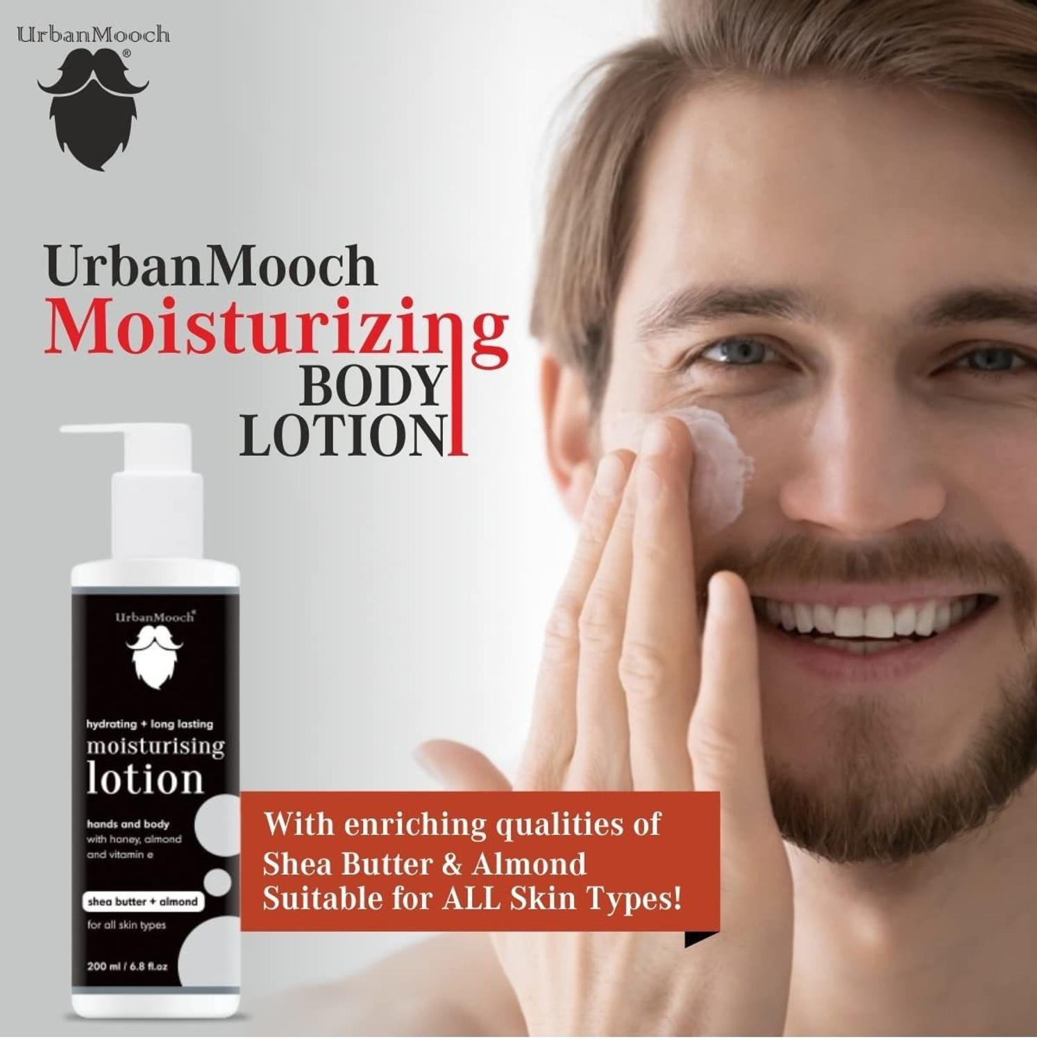 Image of UrbanMooch Sunscreen - SPF 50 PA+++ Sunscreen Body Lotion for Enriched With Honey & Almond, 24hr Moisturization-Men