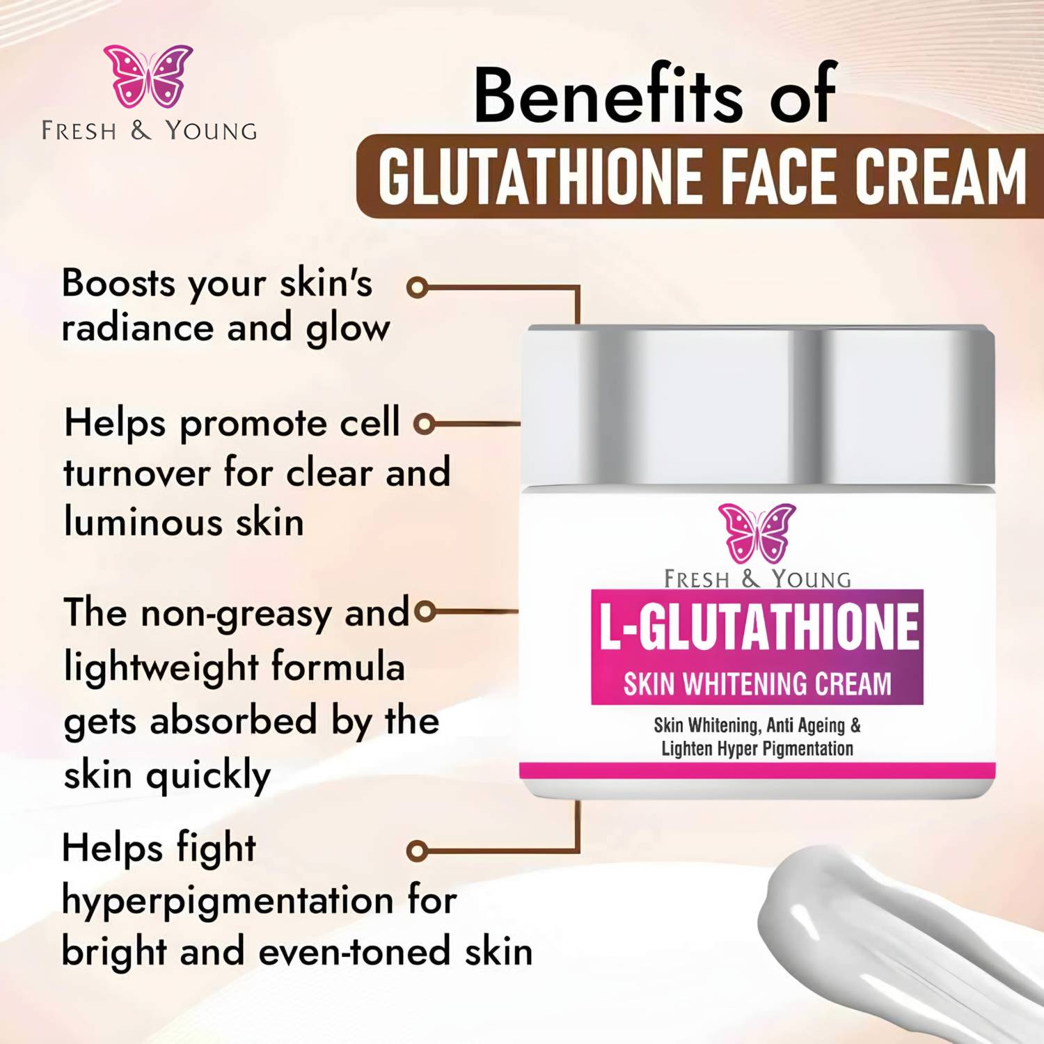 Fresh & Young L- Glutathione Cream for Skin Whitening, Korean Glass Skin  with Vitamin C Price in India - Buy Fresh & Young L- Glutathione Cream for  Skin Whitening, Korean Glass Skin