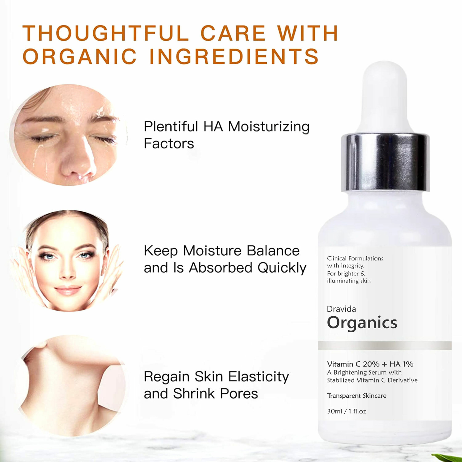 Image of Dravida Organics Vitamin C Serum for Natural Glowing Beauty | Fragrance-Free