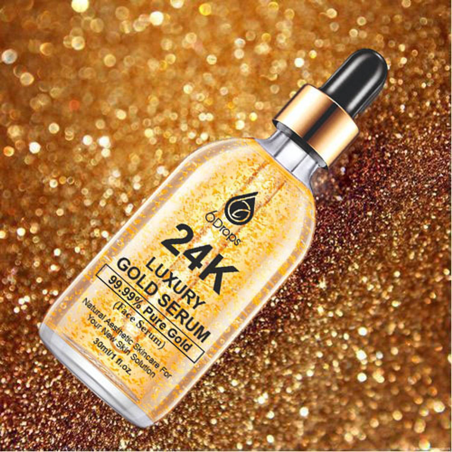 6Drops 24K Gold Face Serum with Niacinamide & Hyaluronic Acid for Skin Brightening