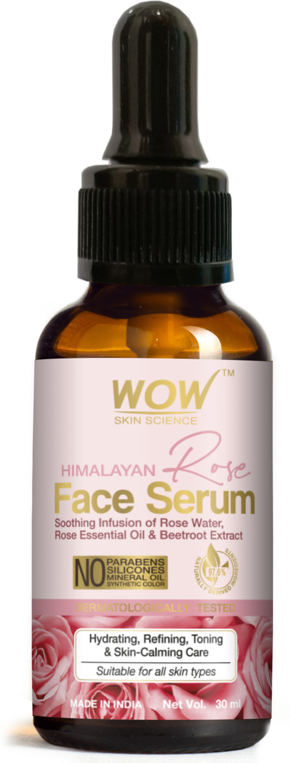 WOW SKIN SCIENCE Rose Face Serum - with Rose Water, Rose Essential Oil & beetroot Extract - for Hydrating & Toning Skin - No Mineral Oil, Parabens, Silicones & Synthetic Color - 30mL