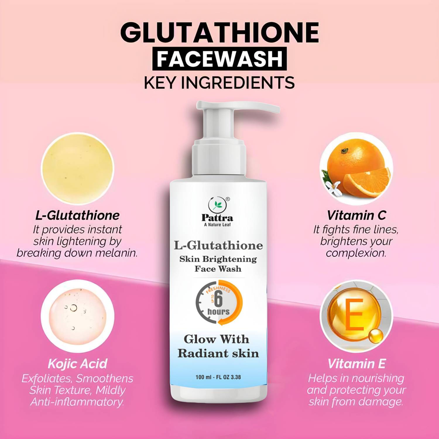 l glutathione face wash Pattra L-Glutathione Facewash For Face Skin Whitening&Brightening,Anti  Ageing Face Wash