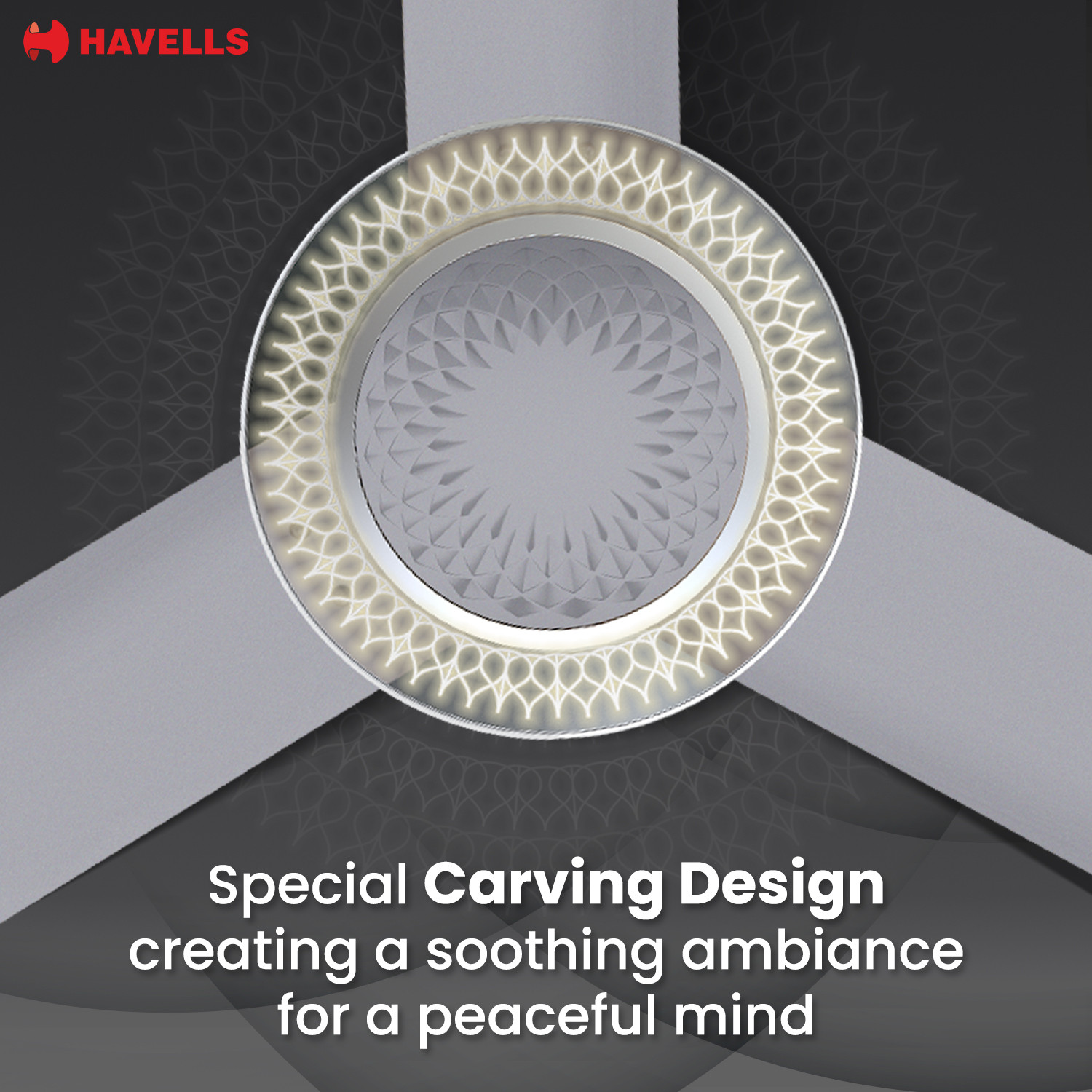 Image of HAVELLS CERA Underlight|Remote Controlled|Reverse Rotation|Carving Design|Low Noise|35W with 2 Year Warranty Underlight 1200 mm Ceiling Fan