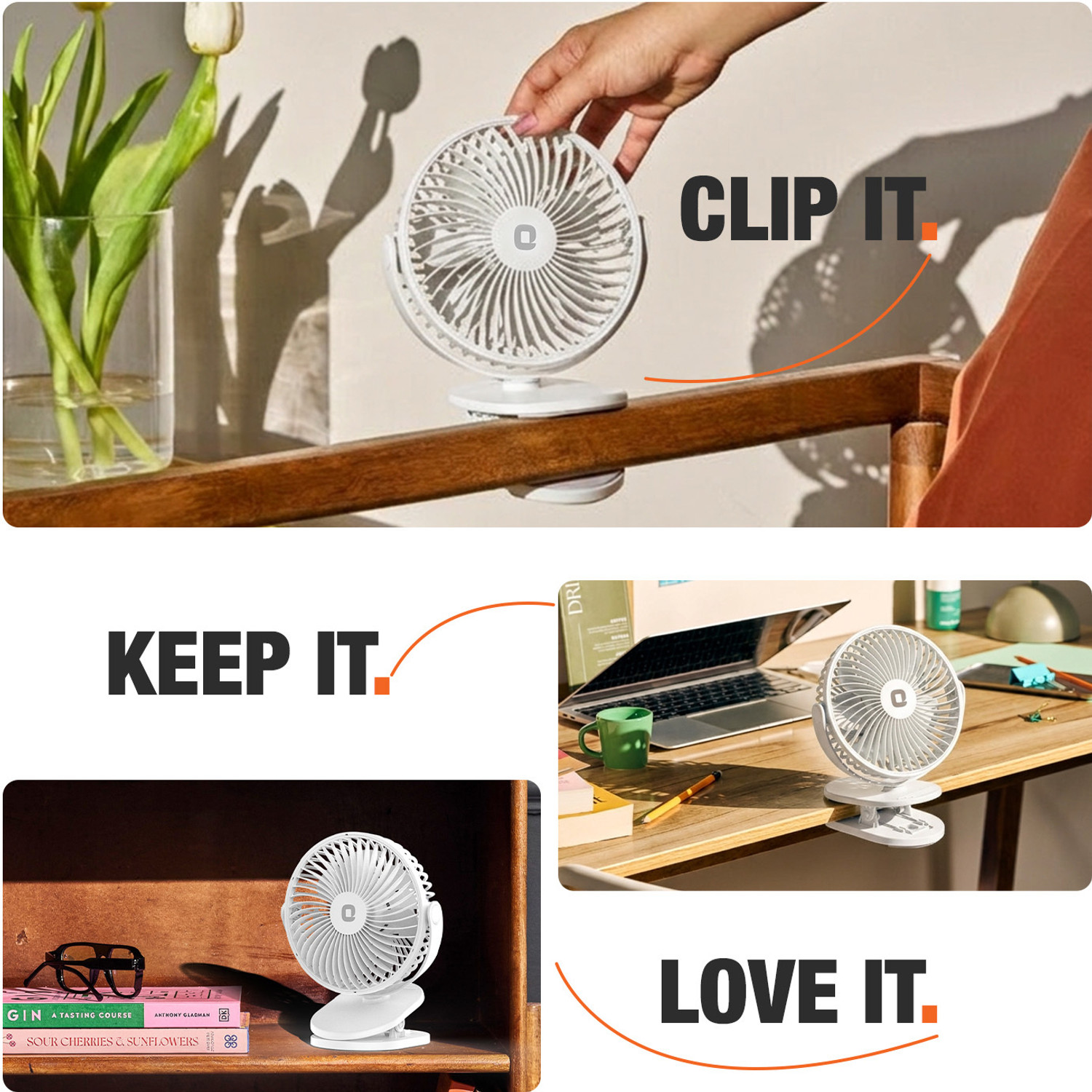Image of Orient Electric Orbis | Rechargeable Clip-On Mini Personal Fan | 360 Degree Rotation |USB Type-C with 1 Year Warranty Silent Operation 127 mm Table Fan