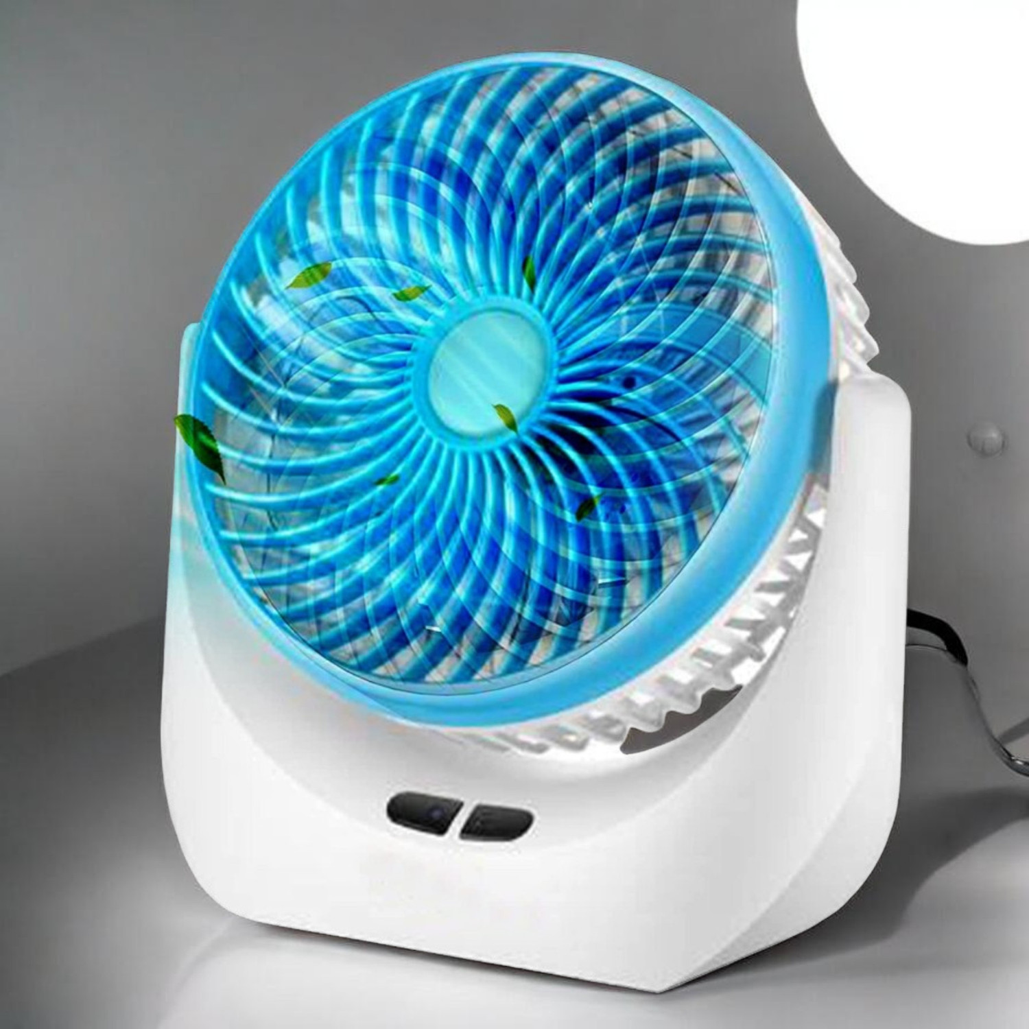 Image of Gatushop High Speed Rechargeable Table Fan with LED Light For Office Desk, Home 330 Ultra High Speed 1400 mm Table Fan