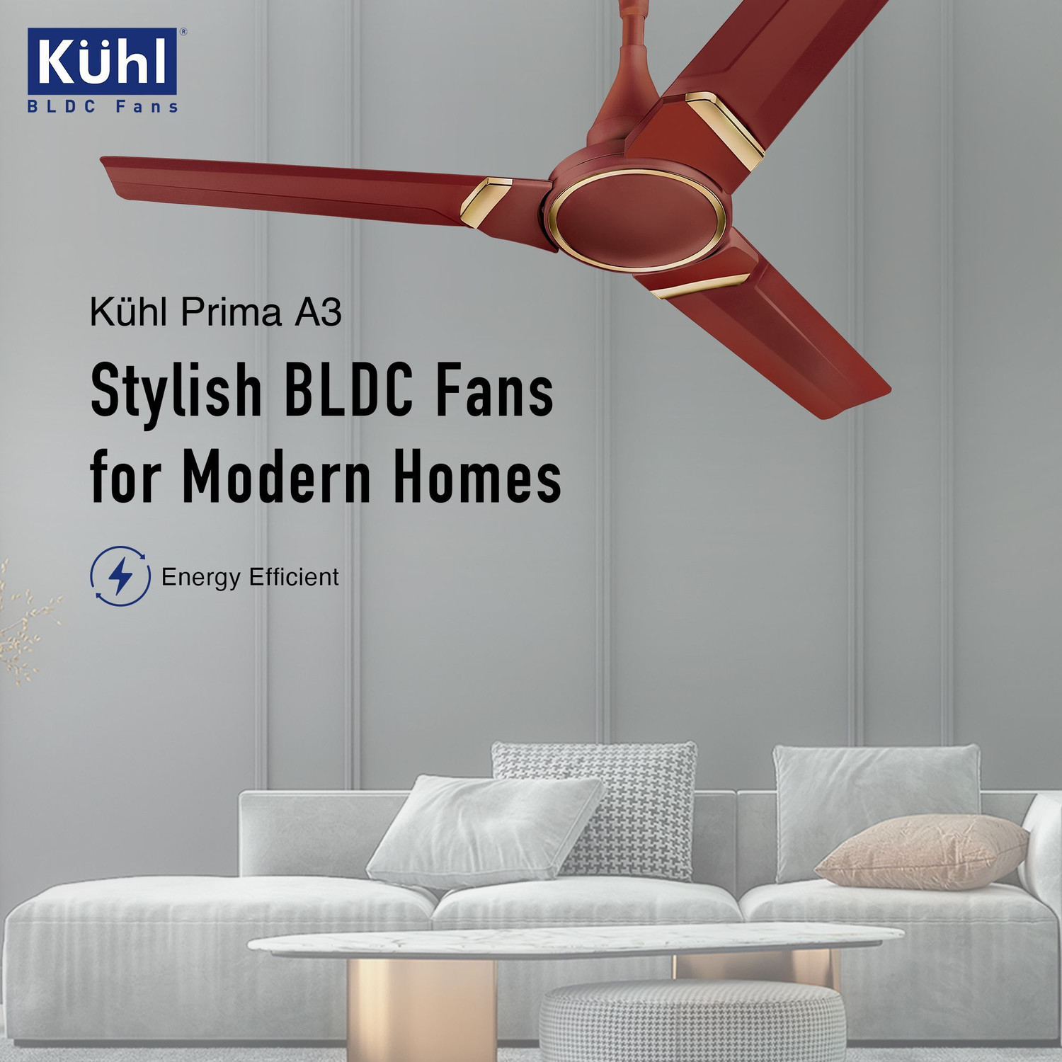 Image of KUHL PRIMA A3 BLDC Ceiling Fan with 5 Year Warranty BLDC Motor with Remote 1200 mm Ceiling Fan
